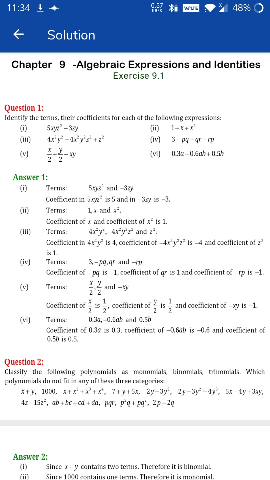 Class 8 Maths Solution Offline | Indus Appstore | Screenshot