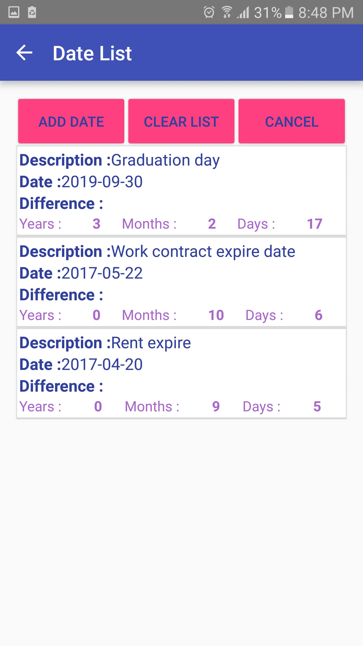 Date Calculator | Indus Appstore | Screenshot