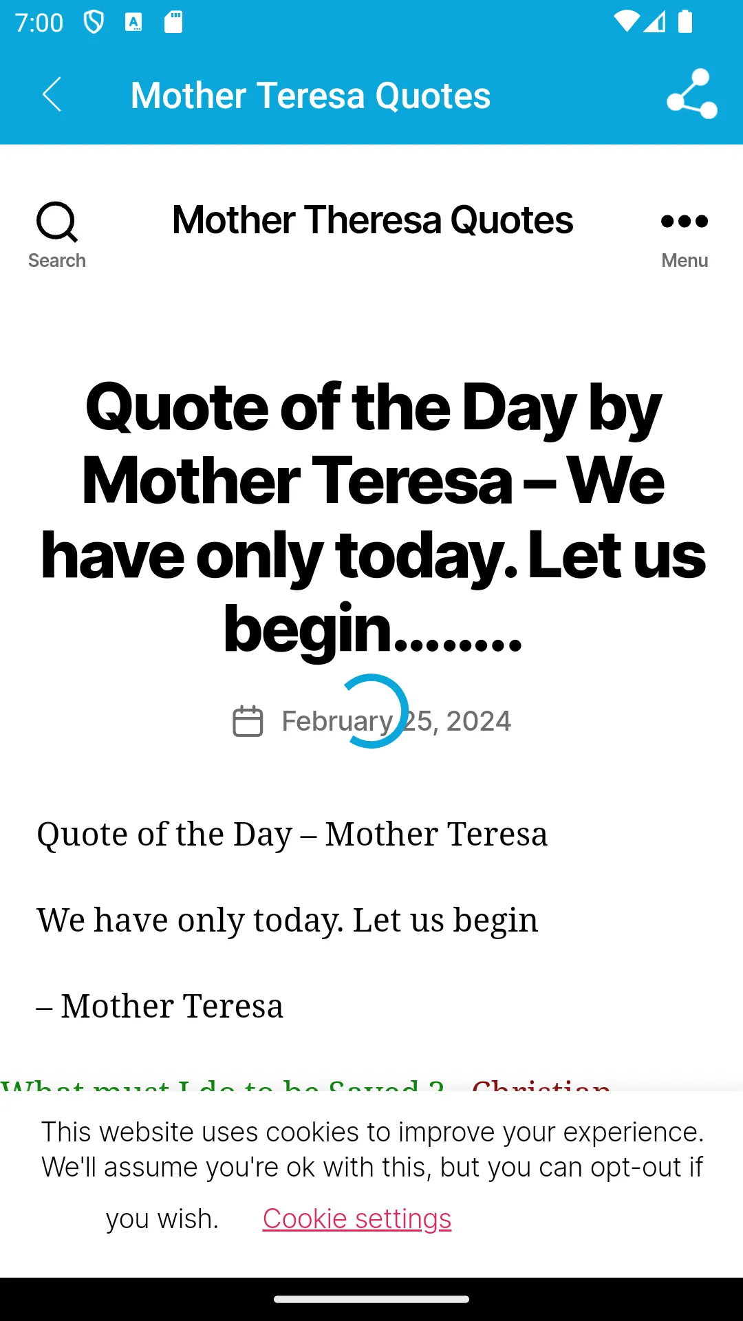 Mother Teresa Quote of the Day | Indus Appstore | Screenshot