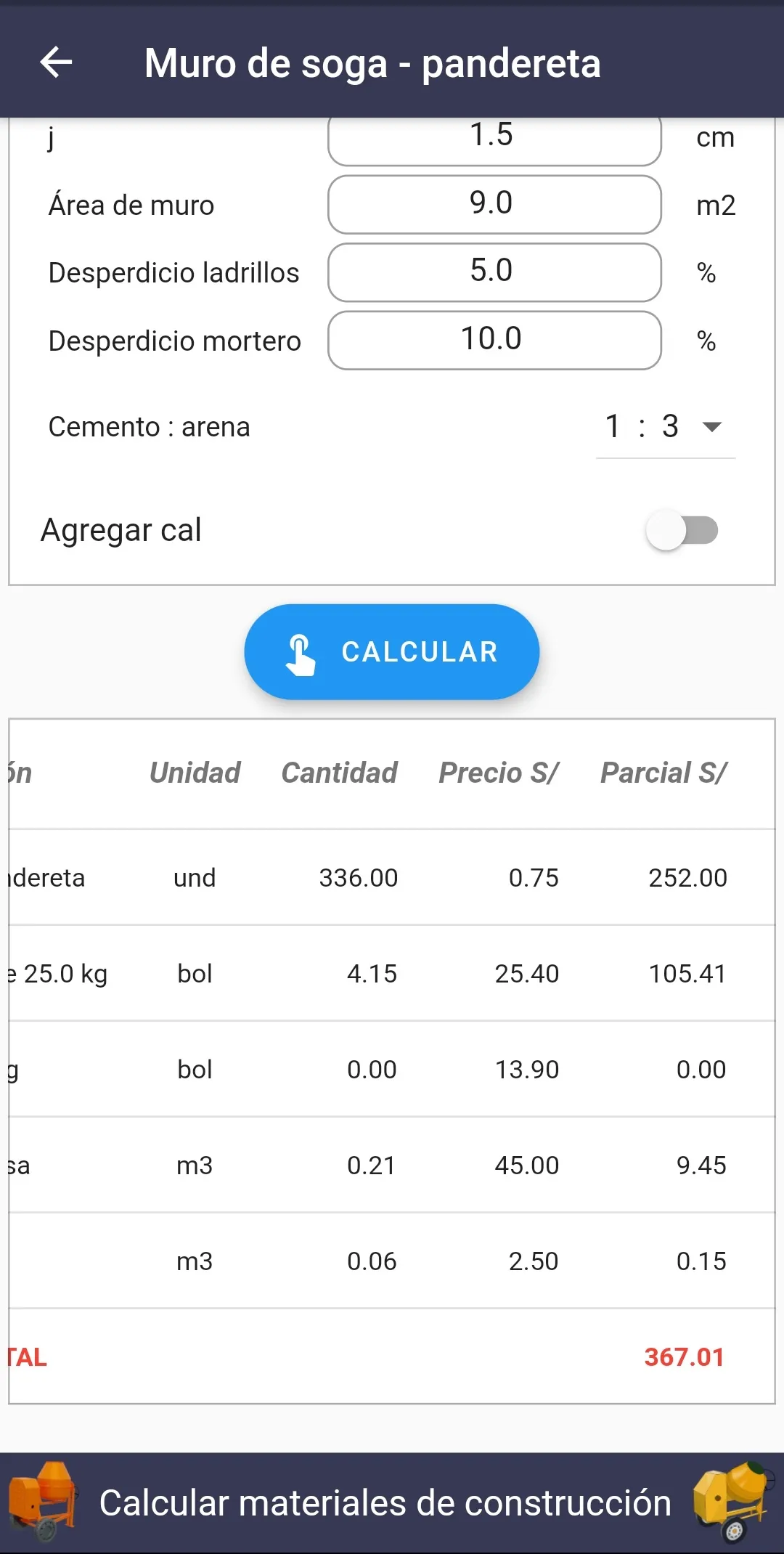 Calcular materiales de constru | Indus Appstore | Screenshot