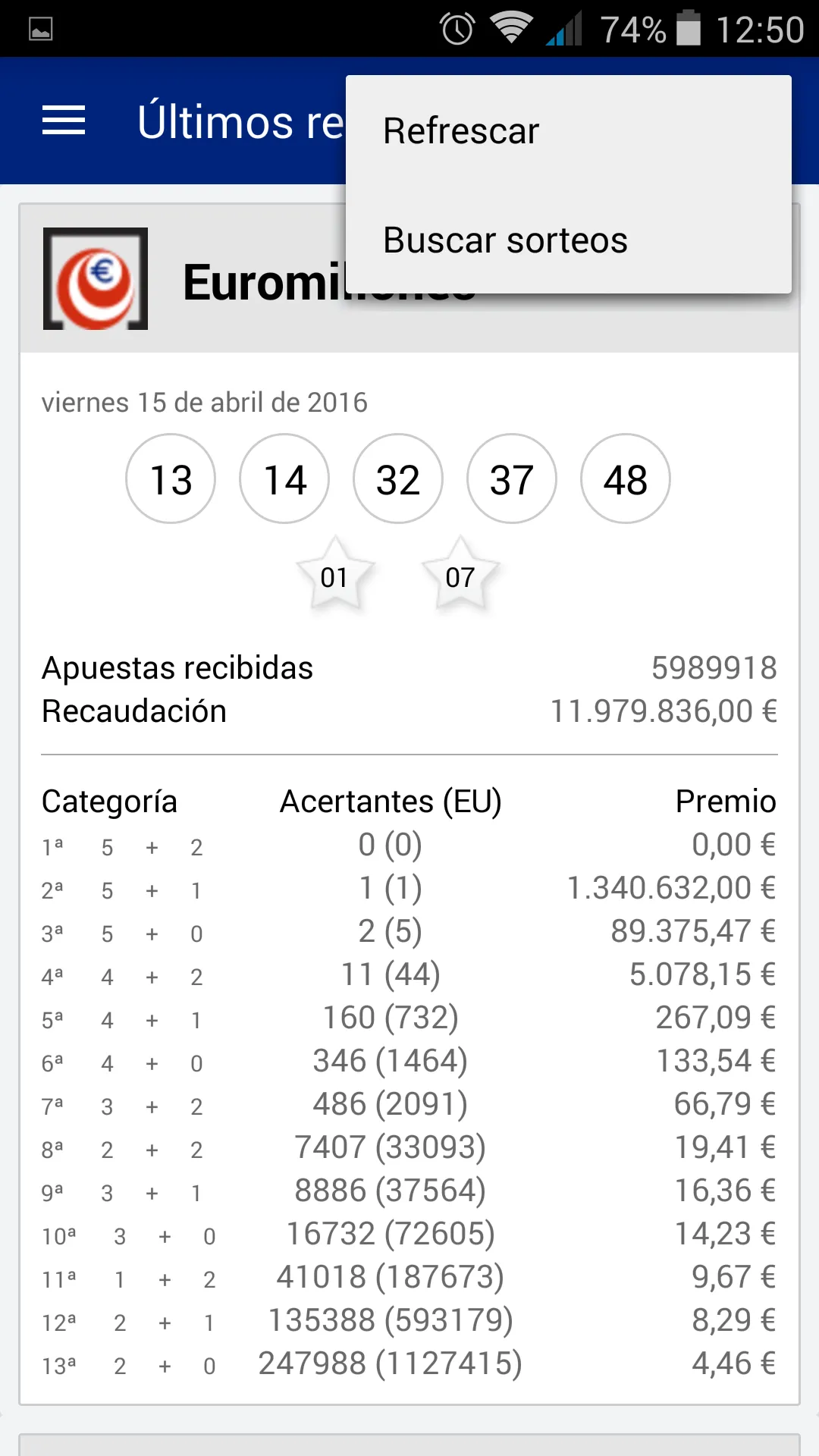 Resultados Loterías y Apuestas | Indus Appstore | Screenshot