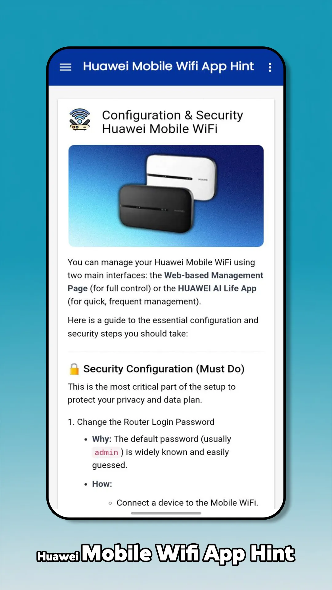 Huawei Mobile WiFi App Hint | Indus Appstore | Screenshot