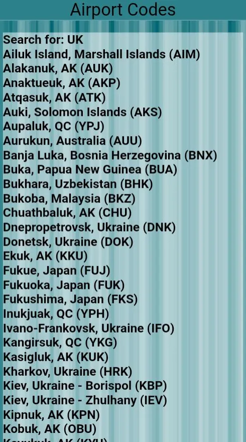 Airport Codes | Indus Appstore | Screenshot