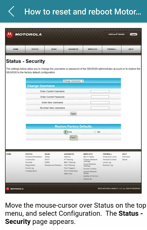 Motorola Modem Router Guide | Indus Appstore | Screenshot