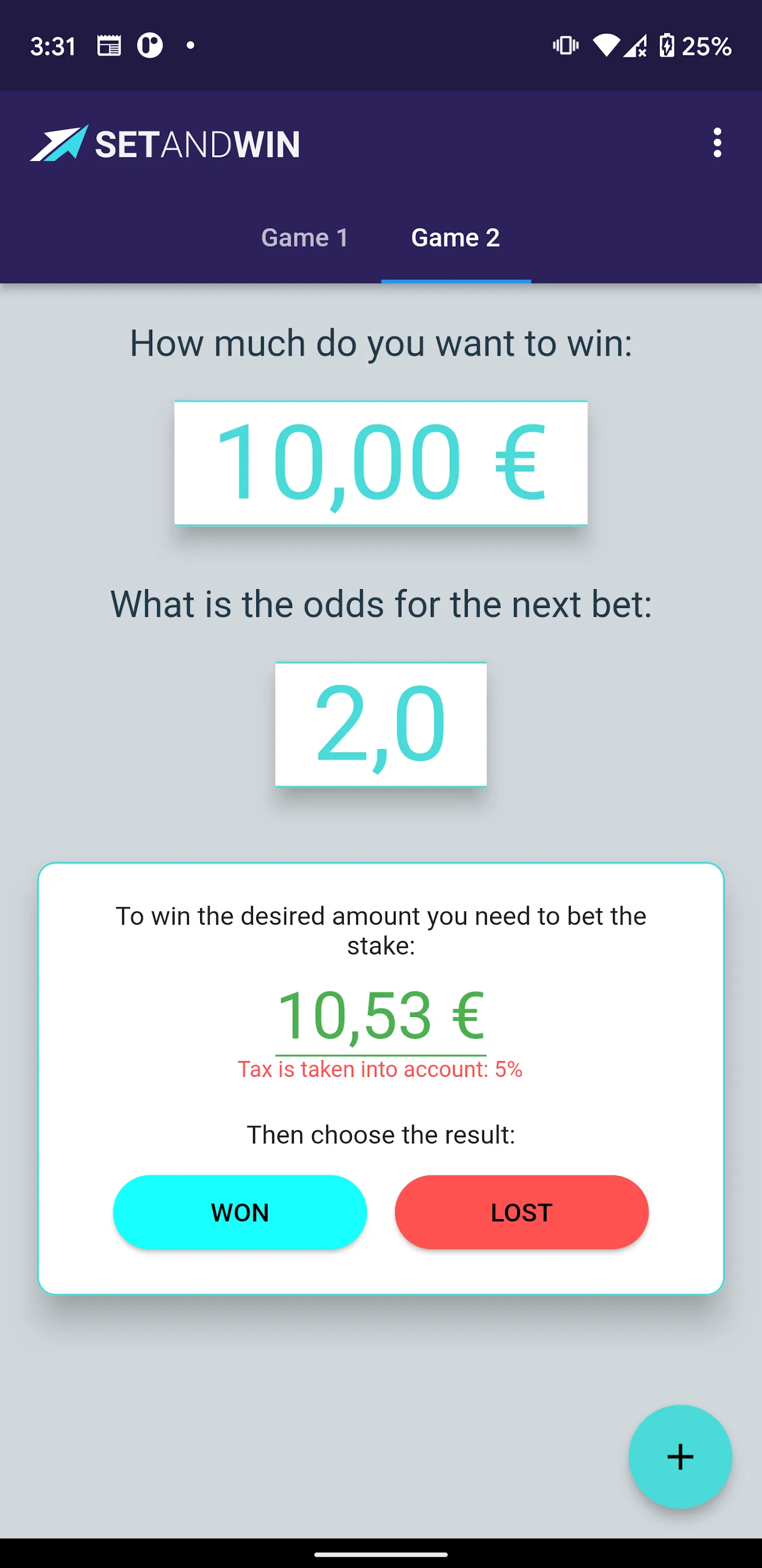 SetAndWin. Bets calculator | Indus Appstore | Screenshot