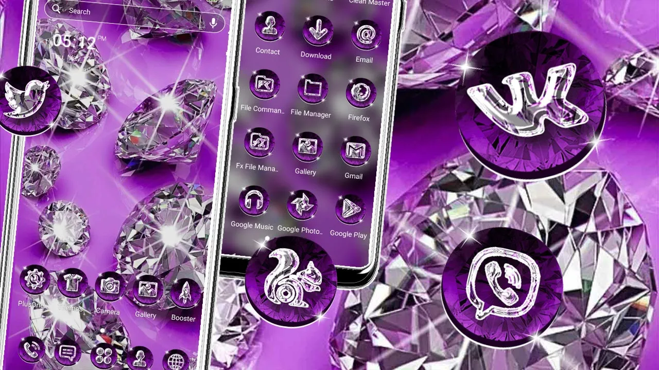 Purple Diamond Launcher Theme | Indus Appstore | Screenshot