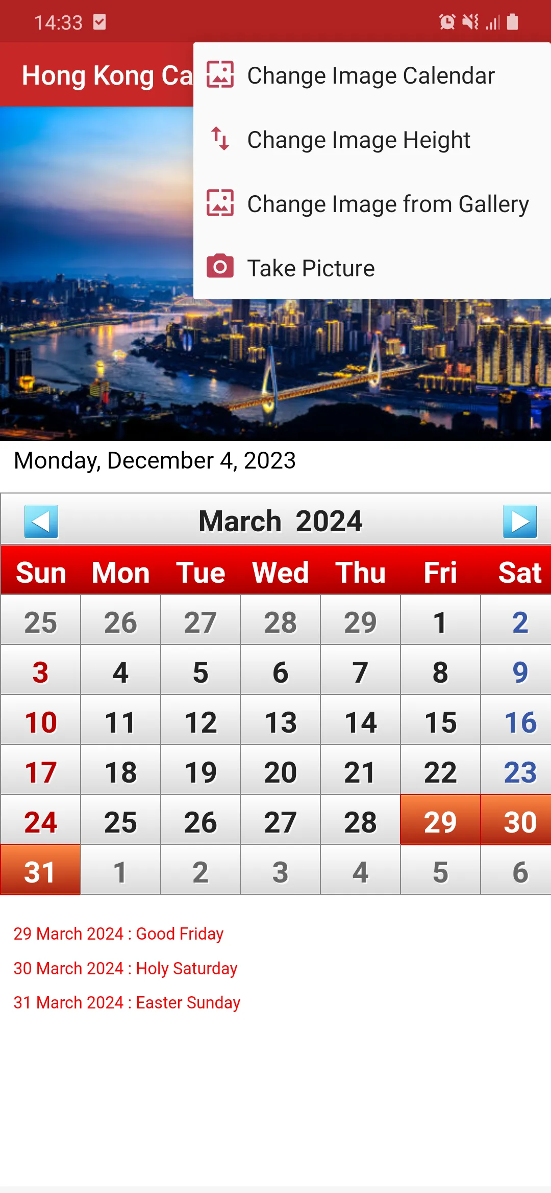 Hong Kong Calendar | Indus Appstore | Screenshot