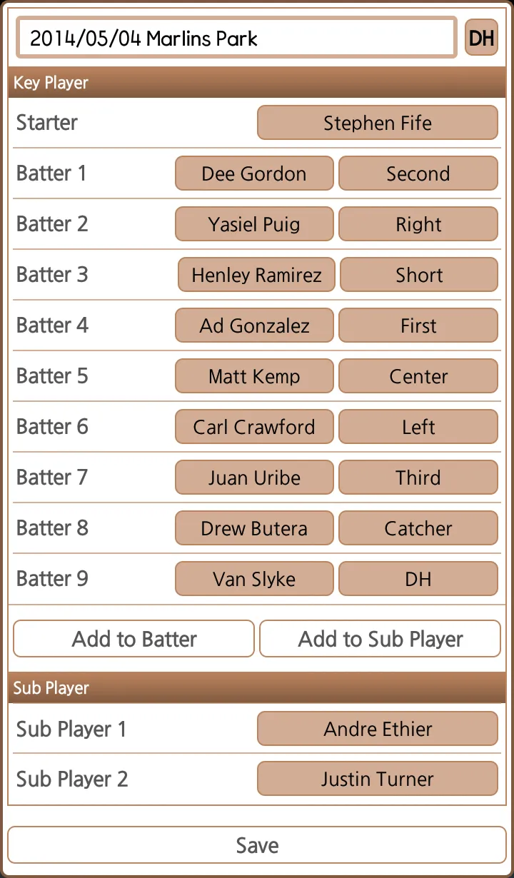 Baseball Line-Up (Manager) | Indus Appstore | Screenshot