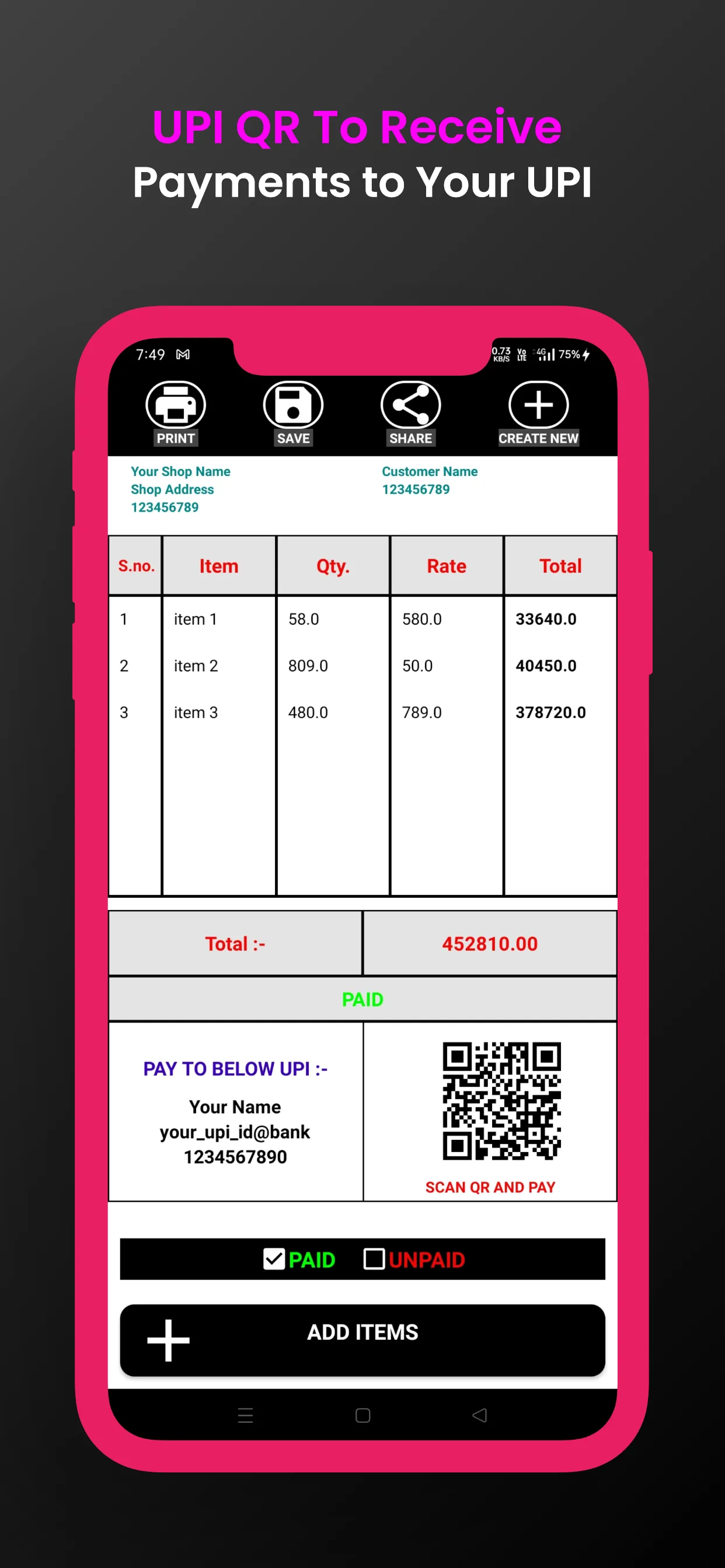 Bill Book Auto Calculate | Indus Appstore | Screenshot