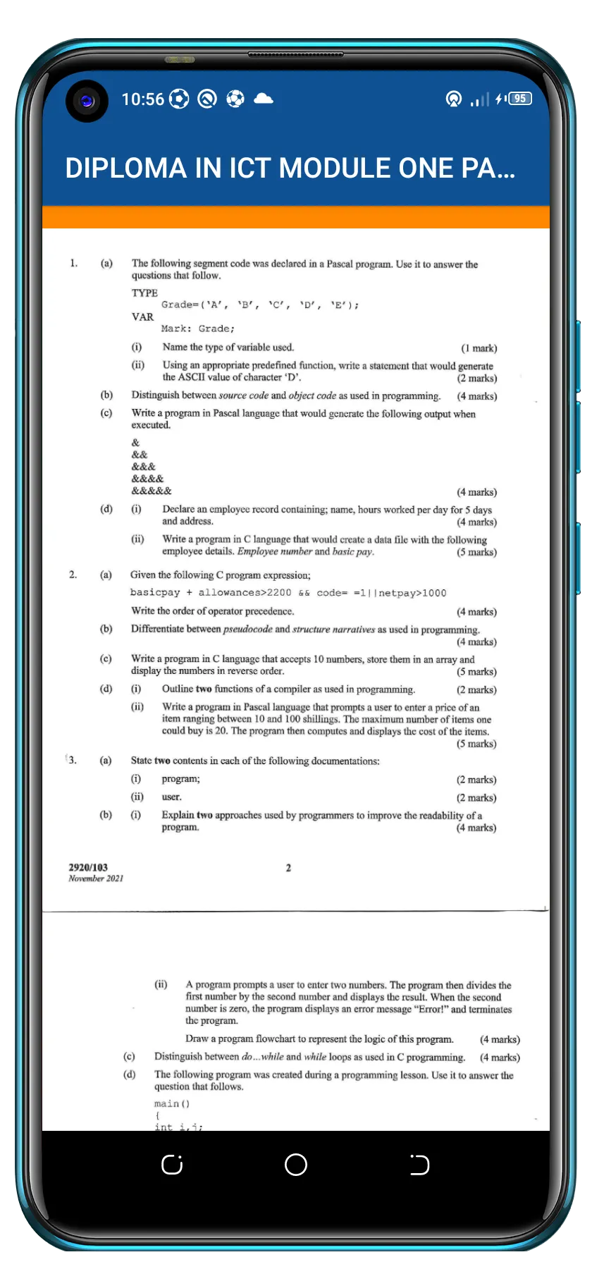 DIPLOMA IN ICT MOD1PAST PAPERS | Indus Appstore | Screenshot