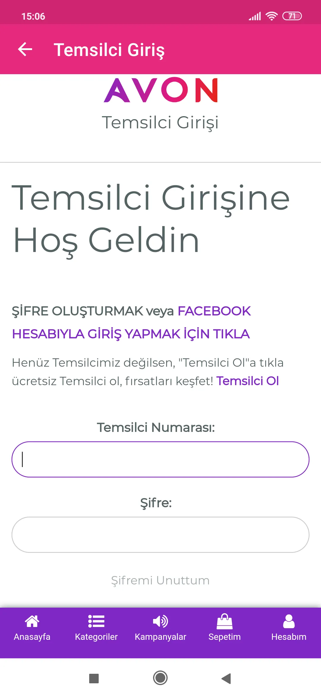 Avon Türkiye Üyelik | Indus Appstore | Screenshot