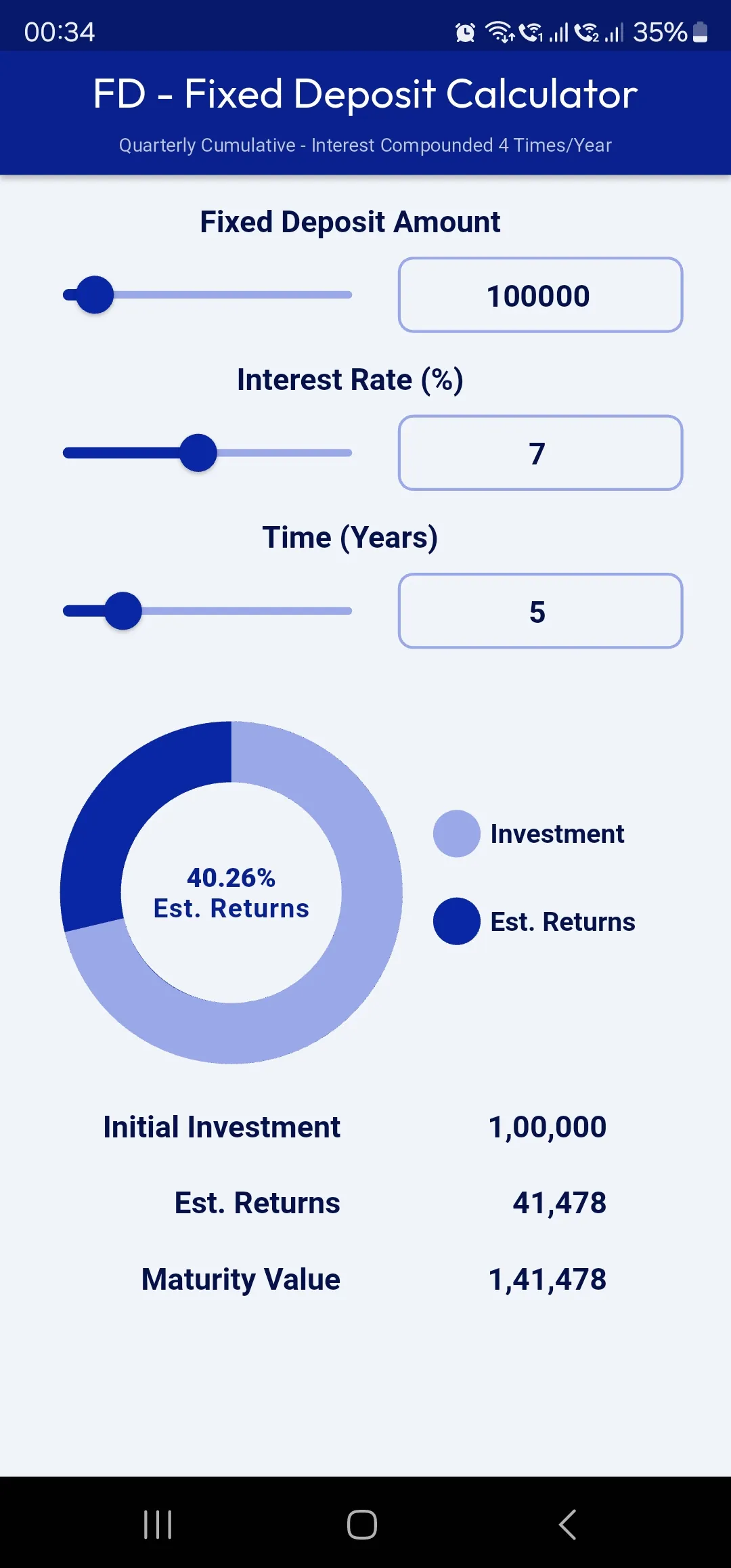 FD - Fixed Deposit Calculator | Indus Appstore | Screenshot