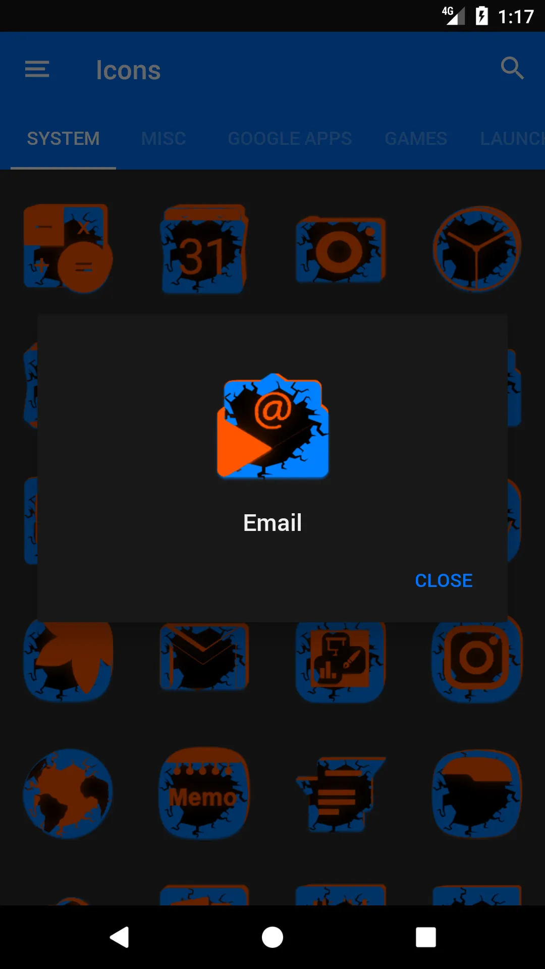 Cracked Blue Orange Icon Pack | Indus Appstore | Screenshot