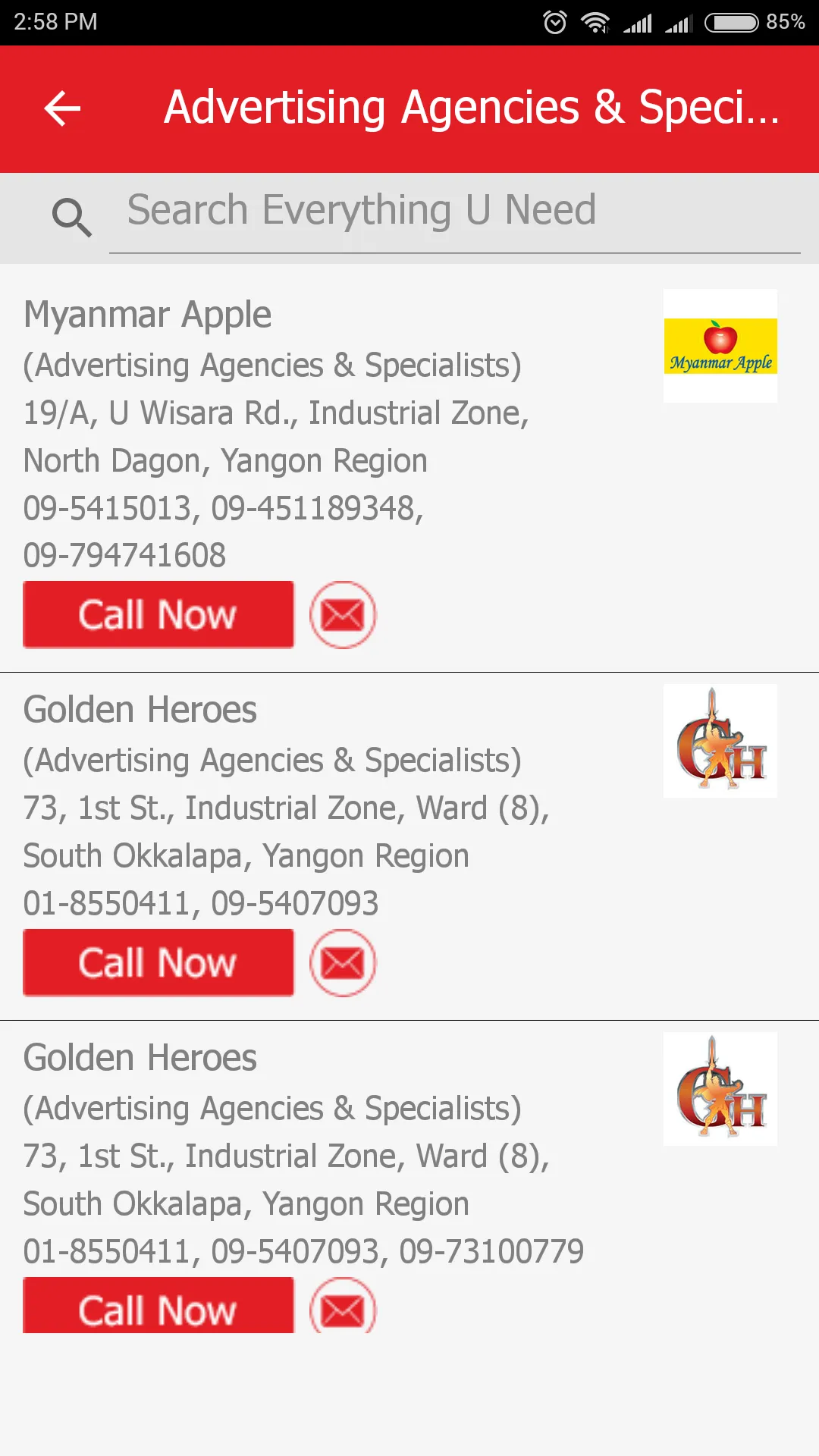 Myanmar Advertising Directory | Indus Appstore | Screenshot