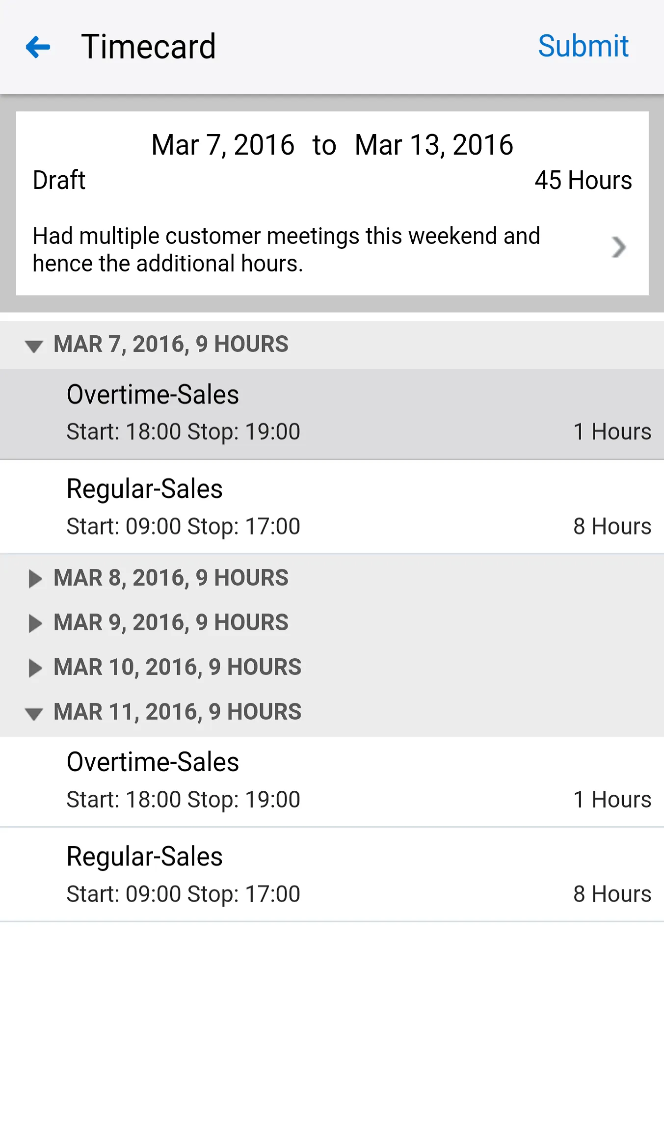 Timecards for EBS | Indus Appstore | Screenshot