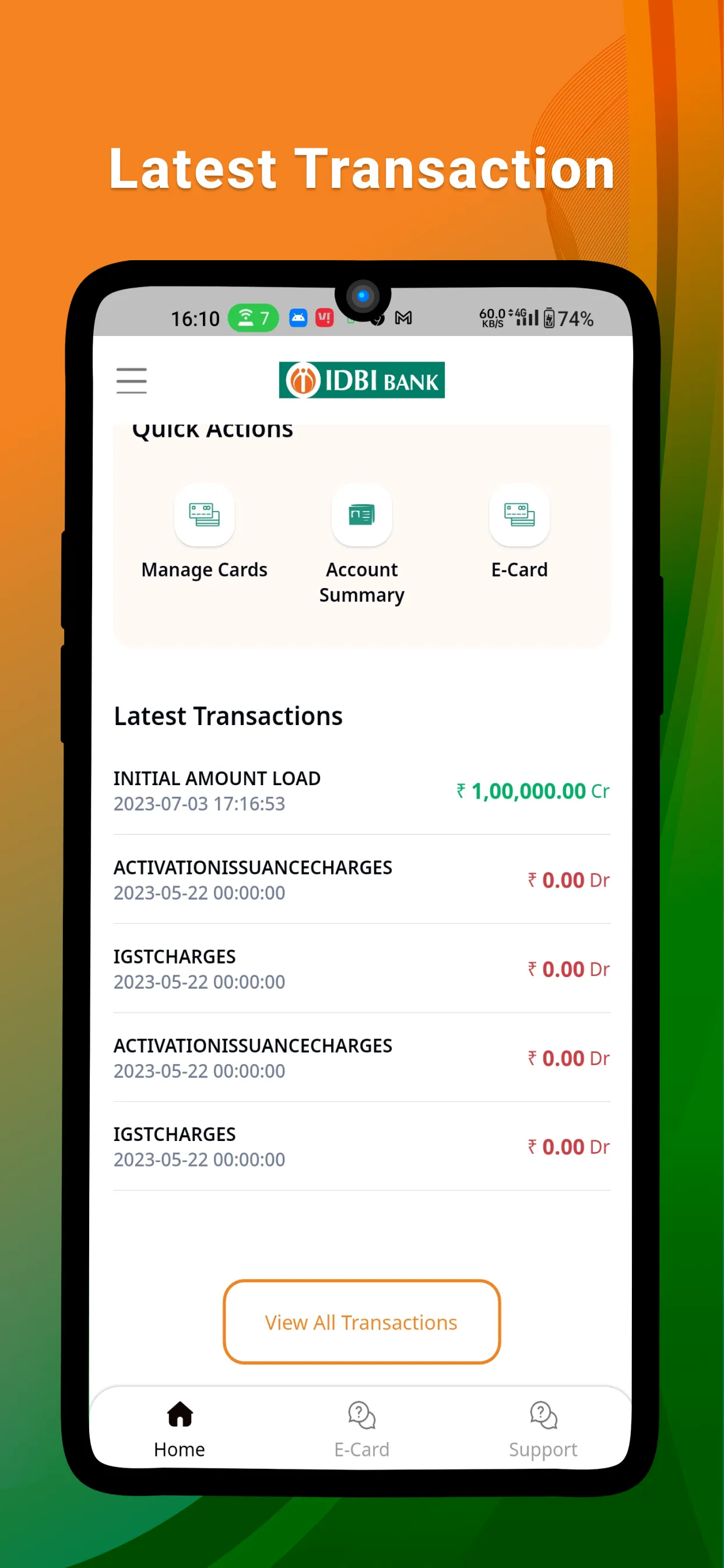 IDBI Prepaid Card | Indus Appstore | Screenshot