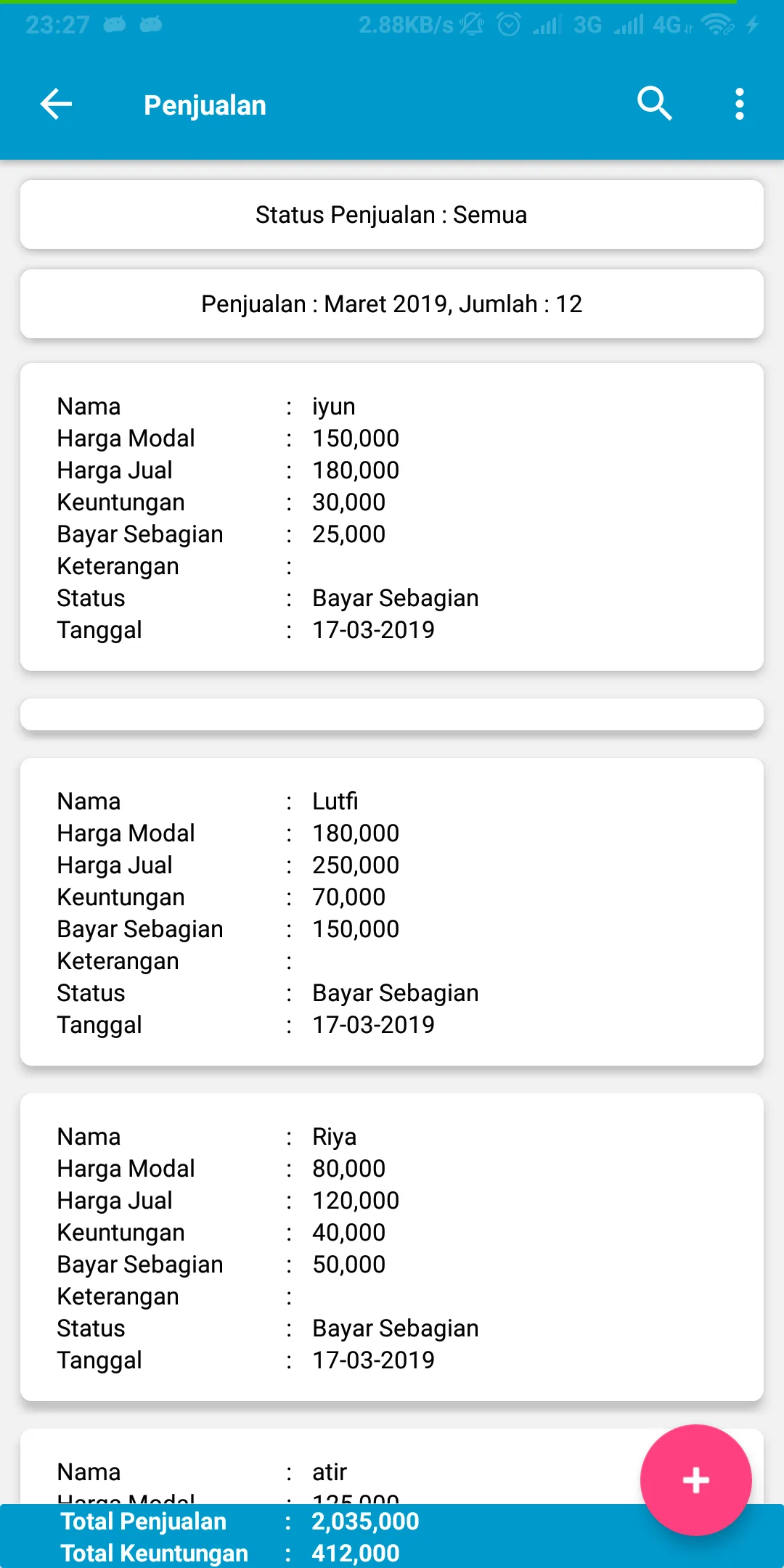 Catatan Penjualan Pulsa & Onli | Indus Appstore | Screenshot