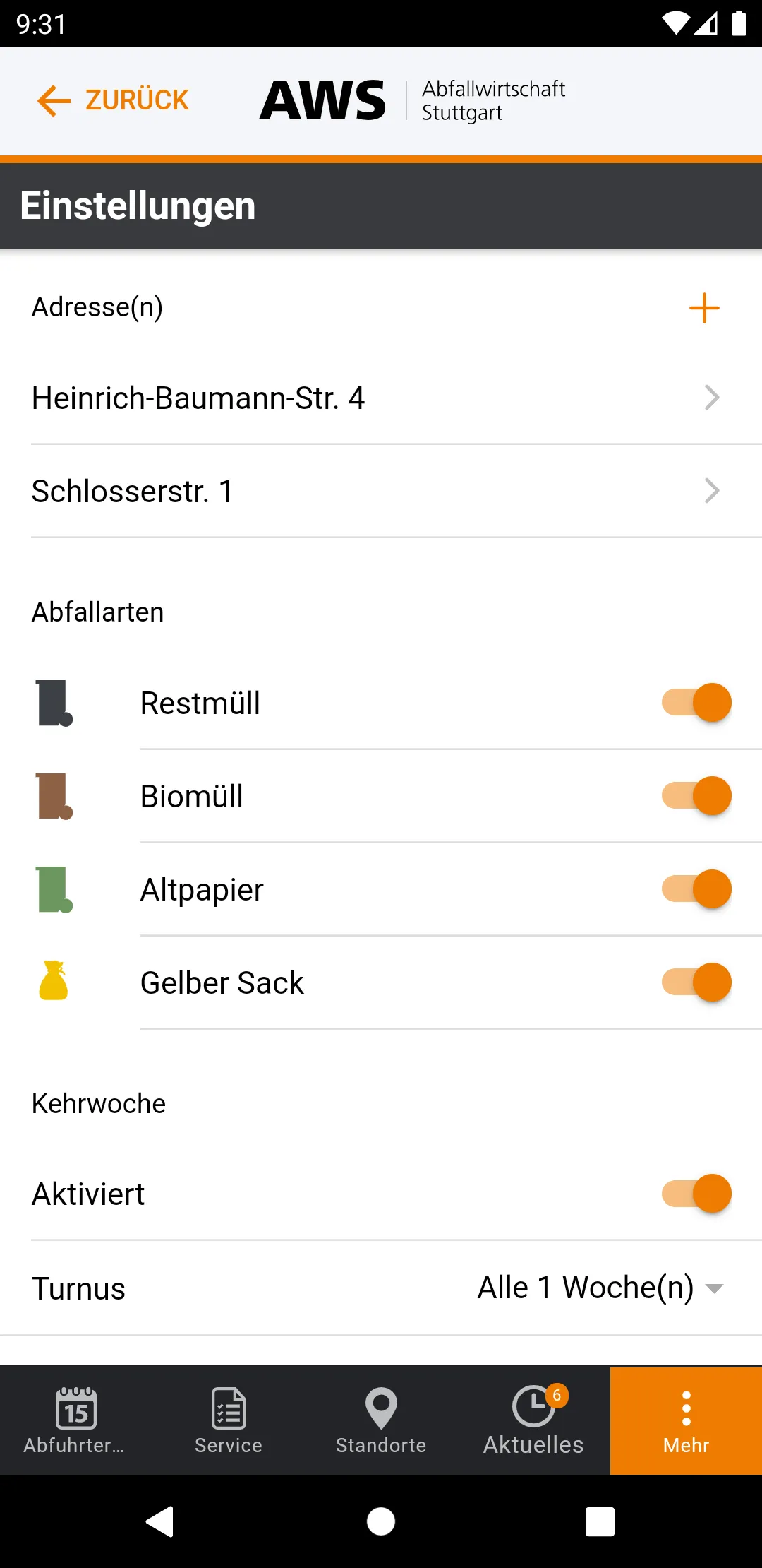 Abfallwirtschaft Stuttgart | Indus Appstore | Screenshot