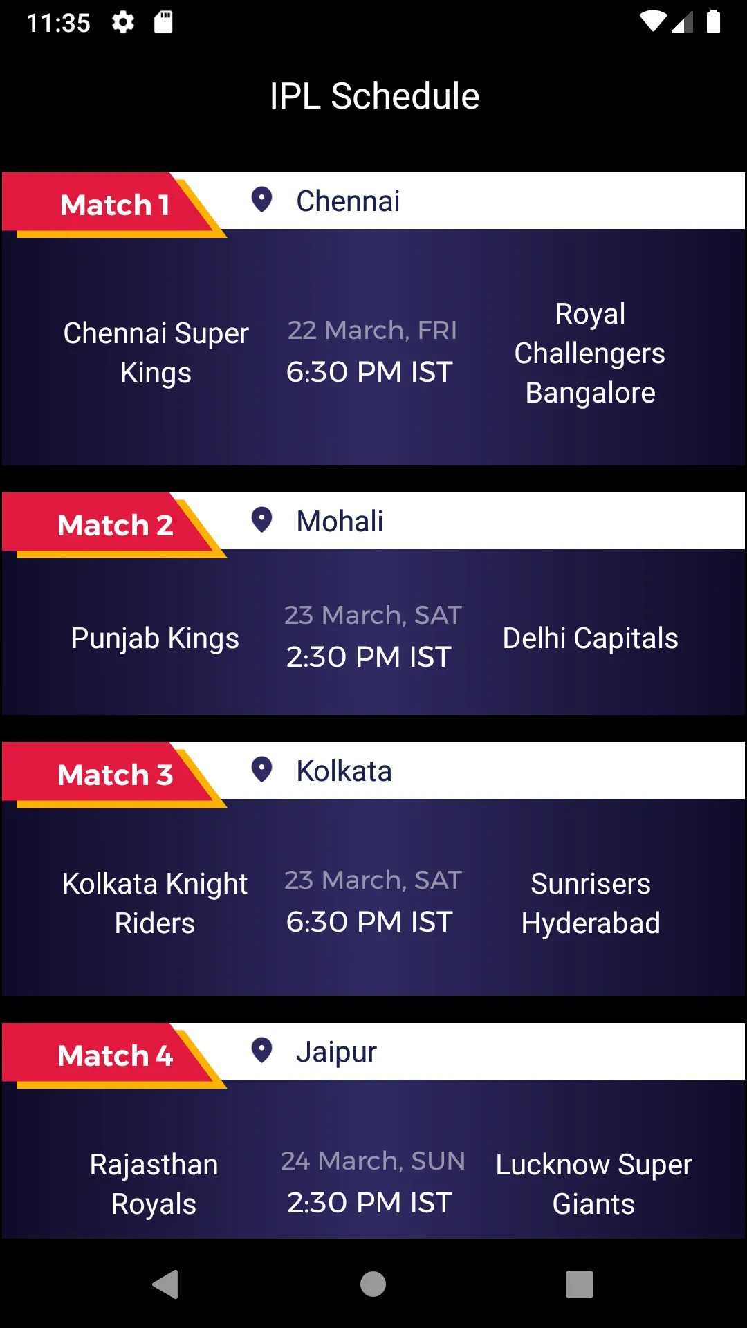 IPL Schedule 2024 | Indus Appstore | Screenshot