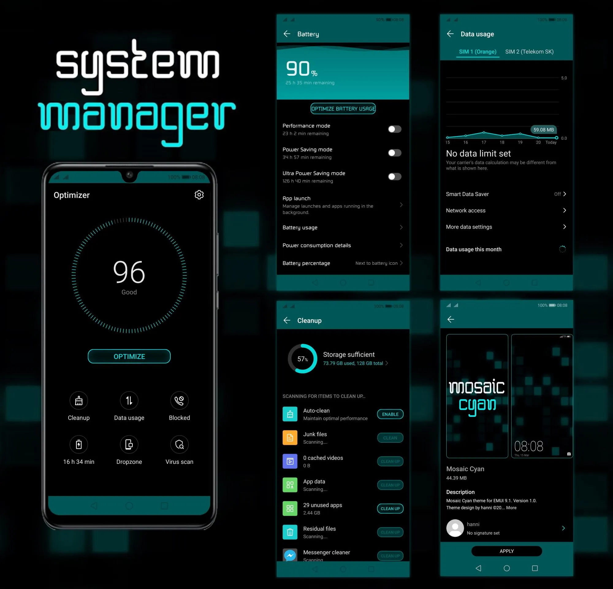 [EMUI 9.1]Mosaic Cyan Theme | Indus Appstore | Screenshot