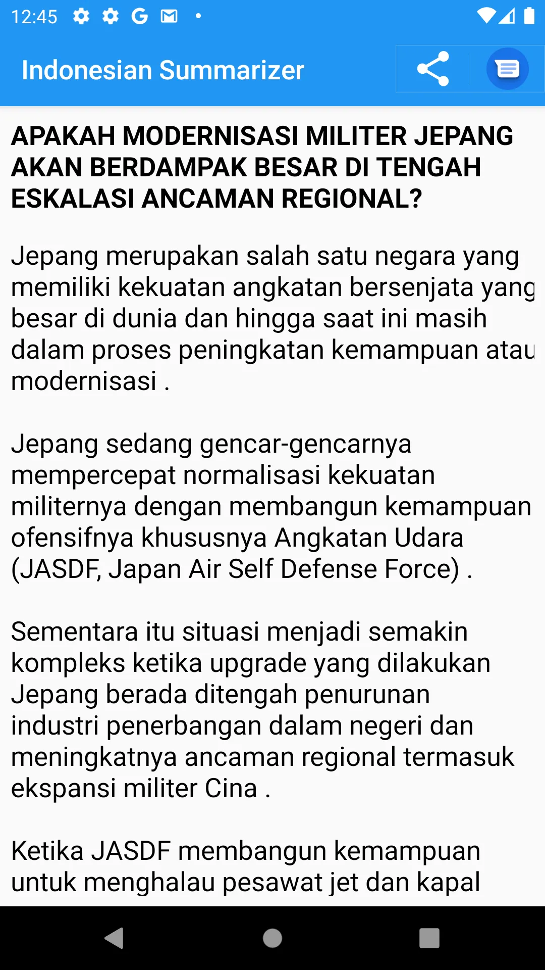 Indonesian Text Summarizer | Indus Appstore | Screenshot