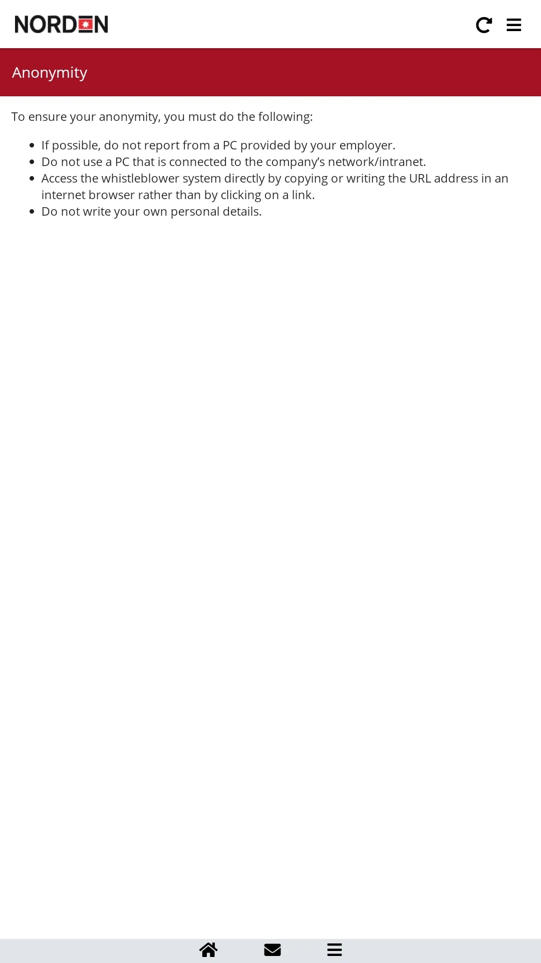 NORDEN Whistleblower App | Indus Appstore | Screenshot