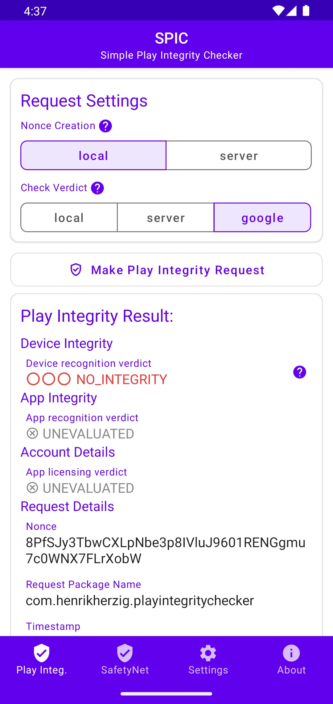 SPIC - Play Integrity Checker | Indus Appstore | Screenshot