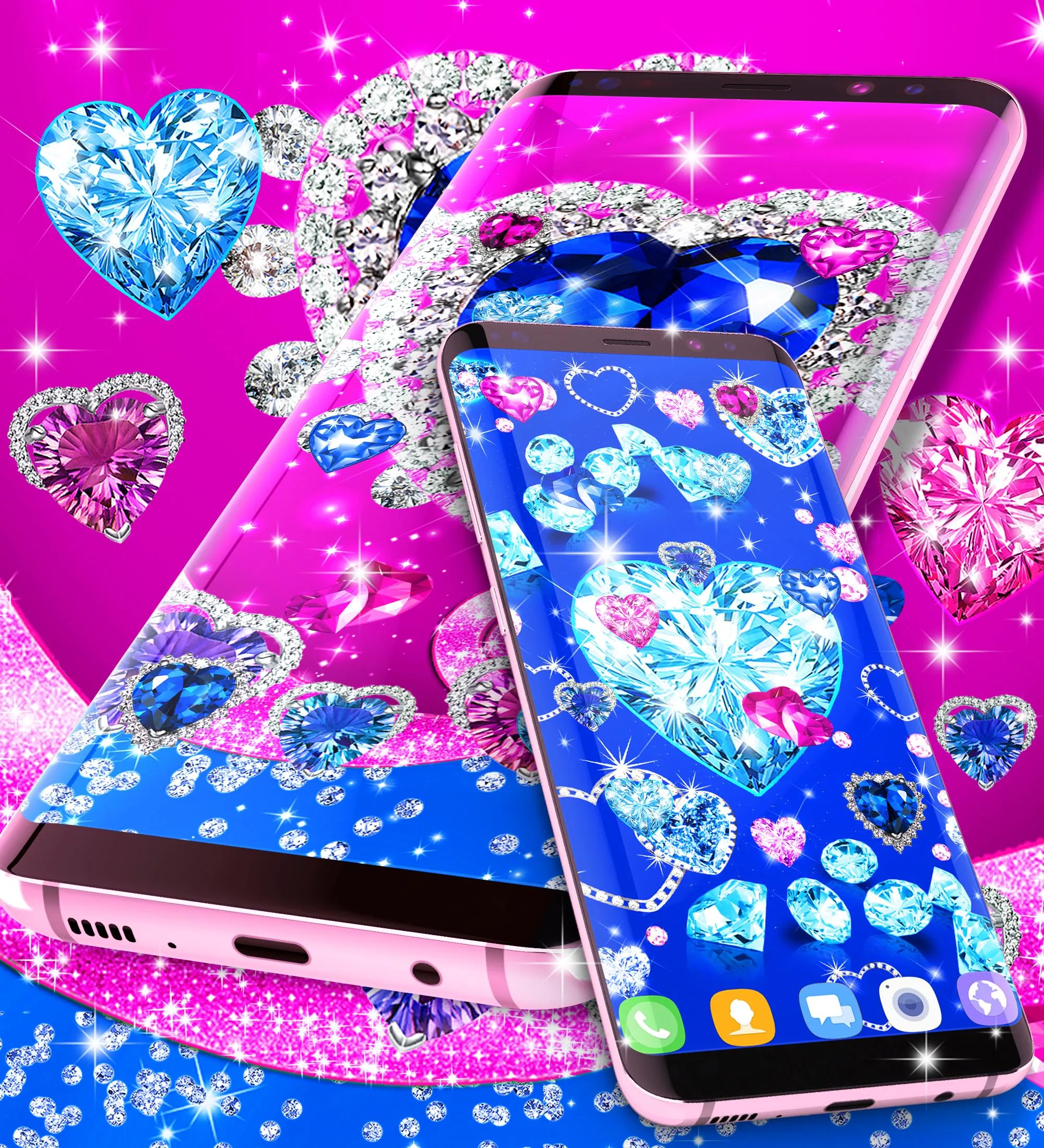 Blue hearts diamonds wallpaper | Indus Appstore | Screenshot