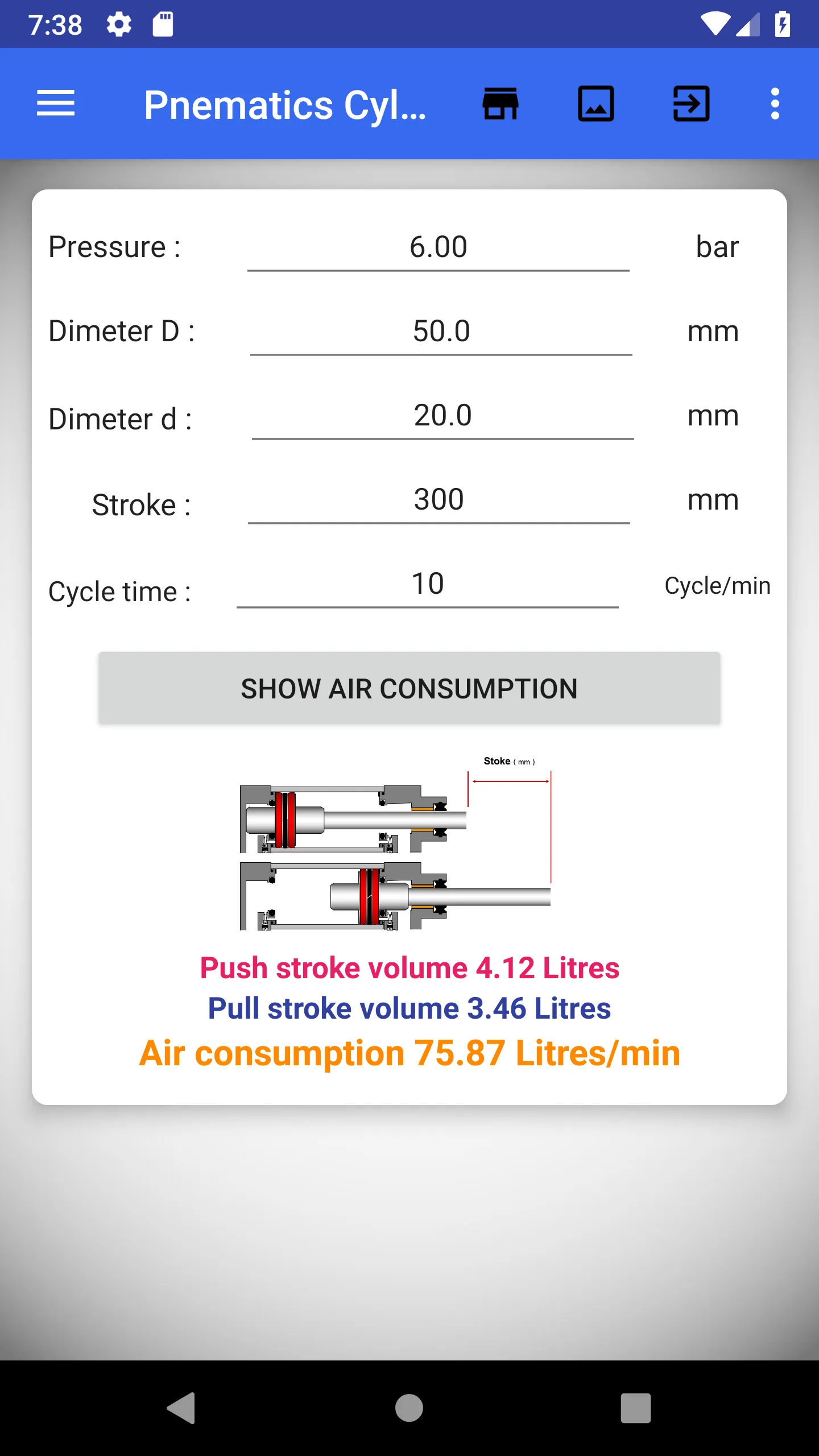 Pneumatic Cylinder Calculator | Indus Appstore | Screenshot