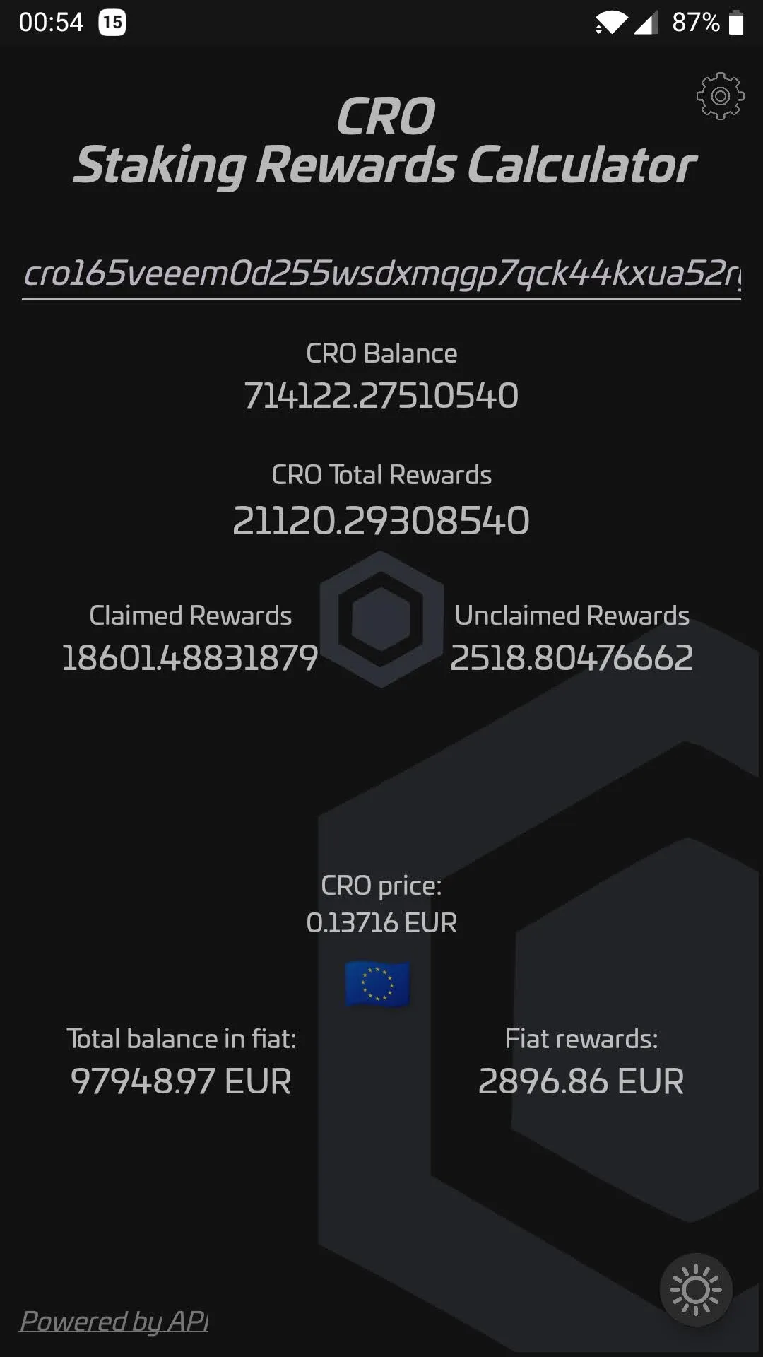 CRO Staking Rewards Calculator | Indus Appstore | Screenshot