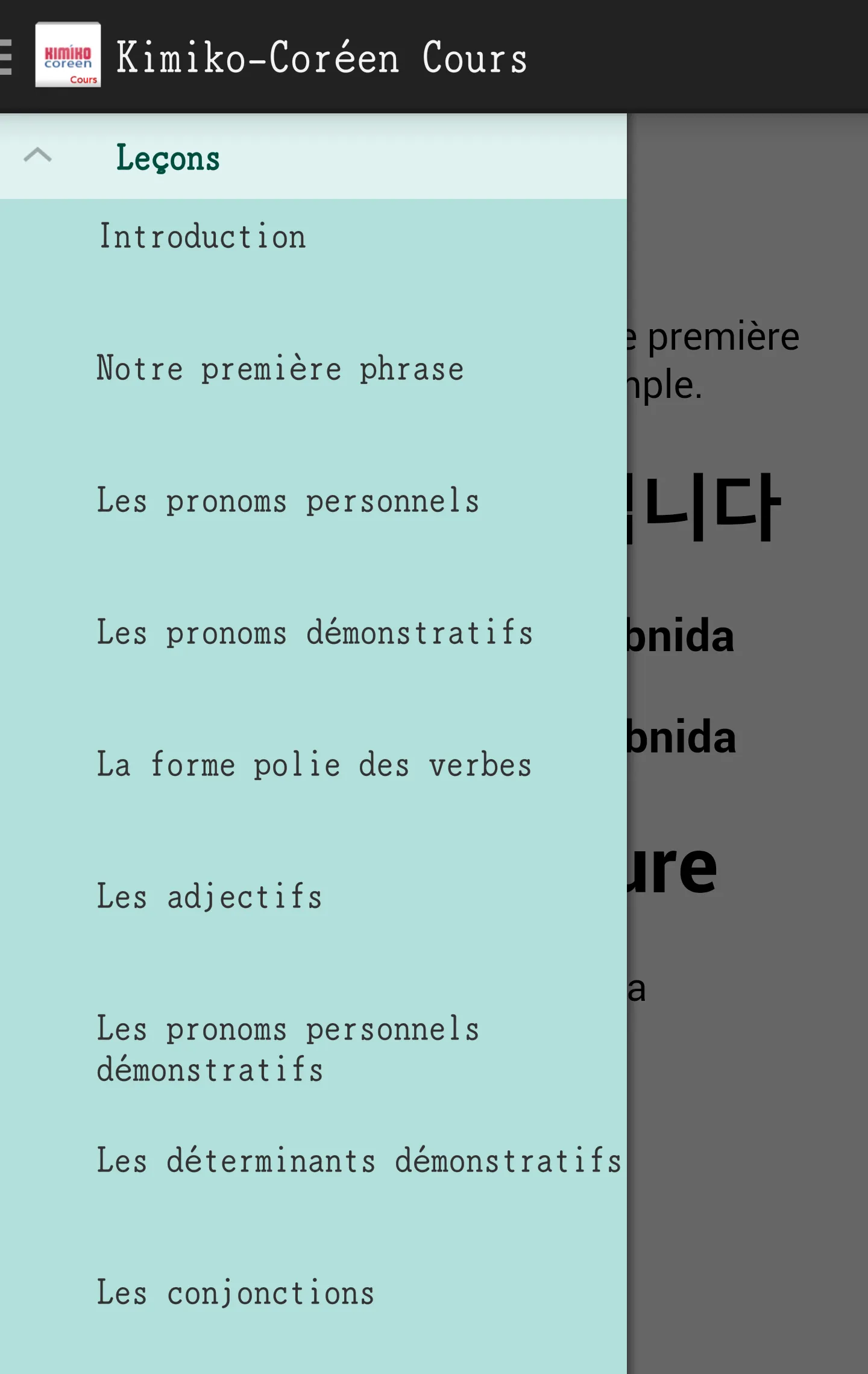 Cours de coréen (Kimiko) | Indus Appstore | Screenshot