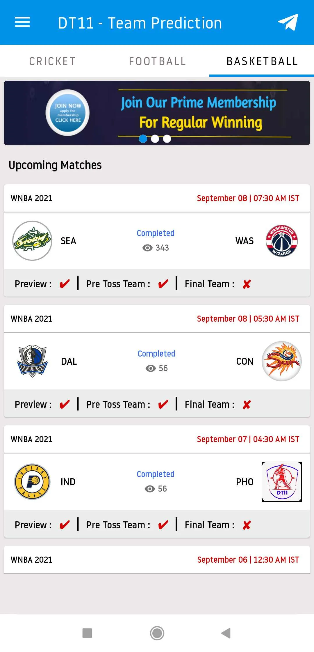 DT11 - Team Prediction | Indus Appstore | Screenshot