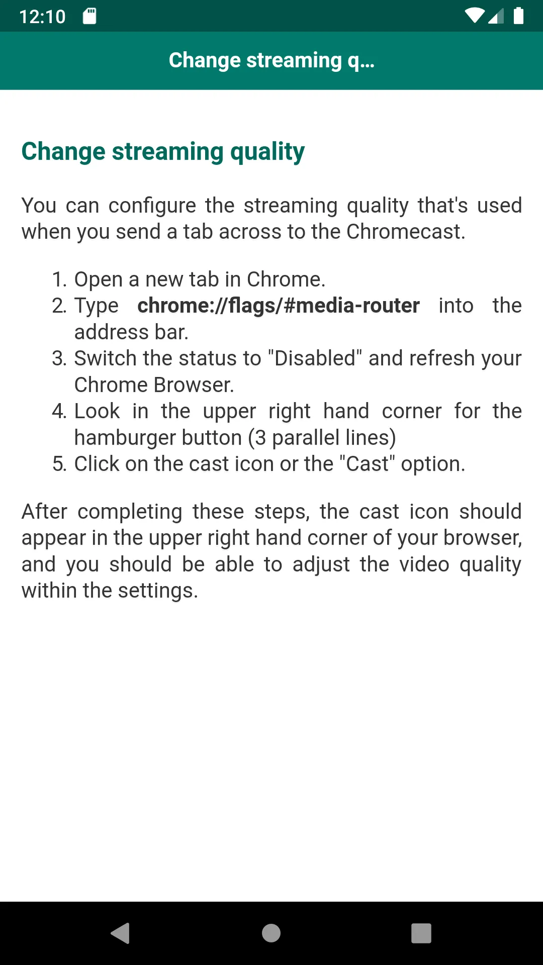 User guide for Chromecast | Indus Appstore | Screenshot