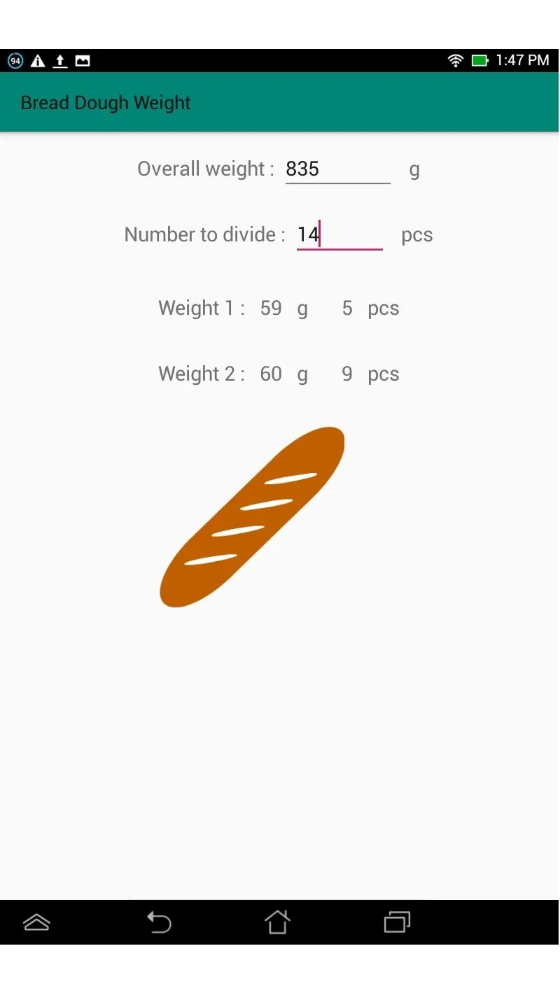 Bread dough weight calculation | Indus Appstore | Screenshot