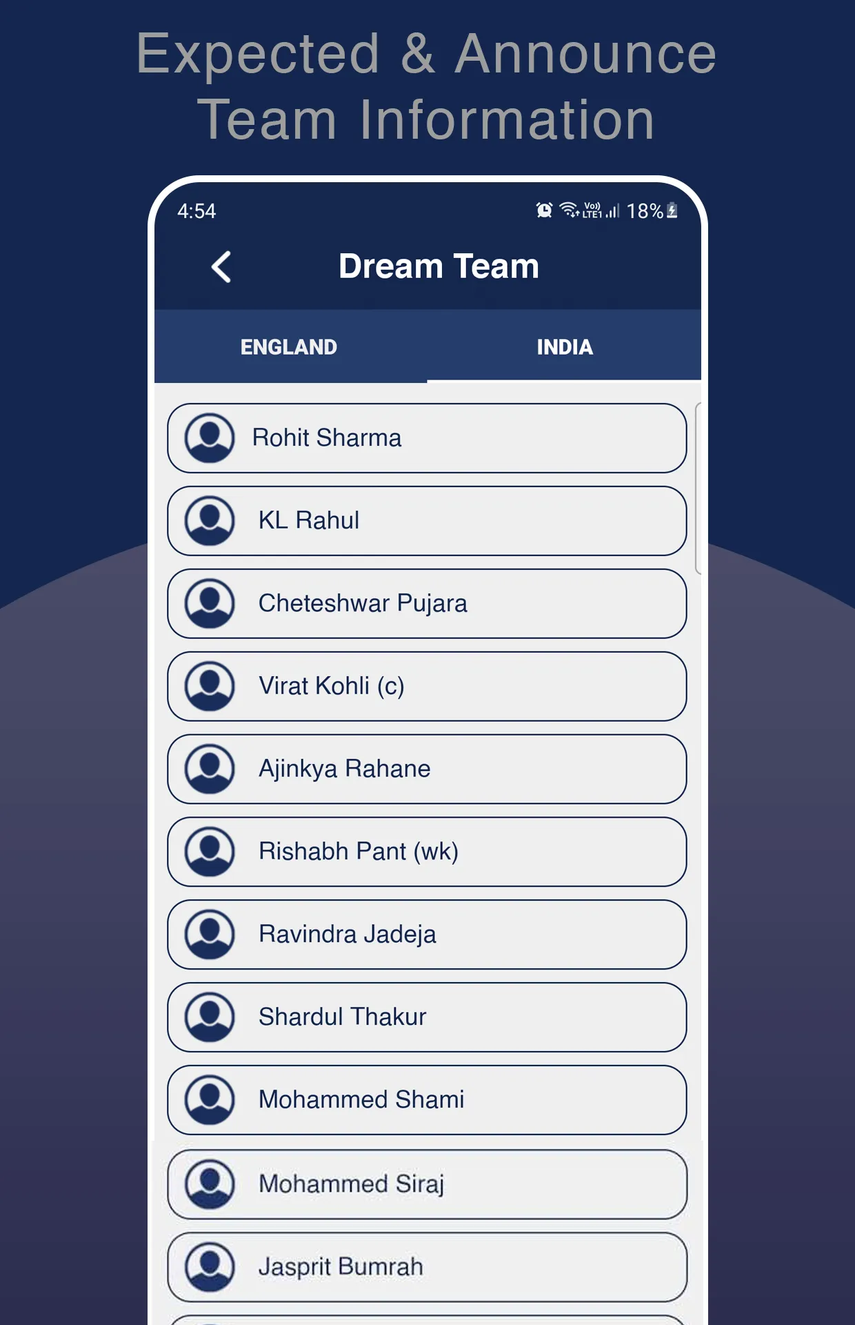 Dream Team Prediction 11 | Indus Appstore | Screenshot