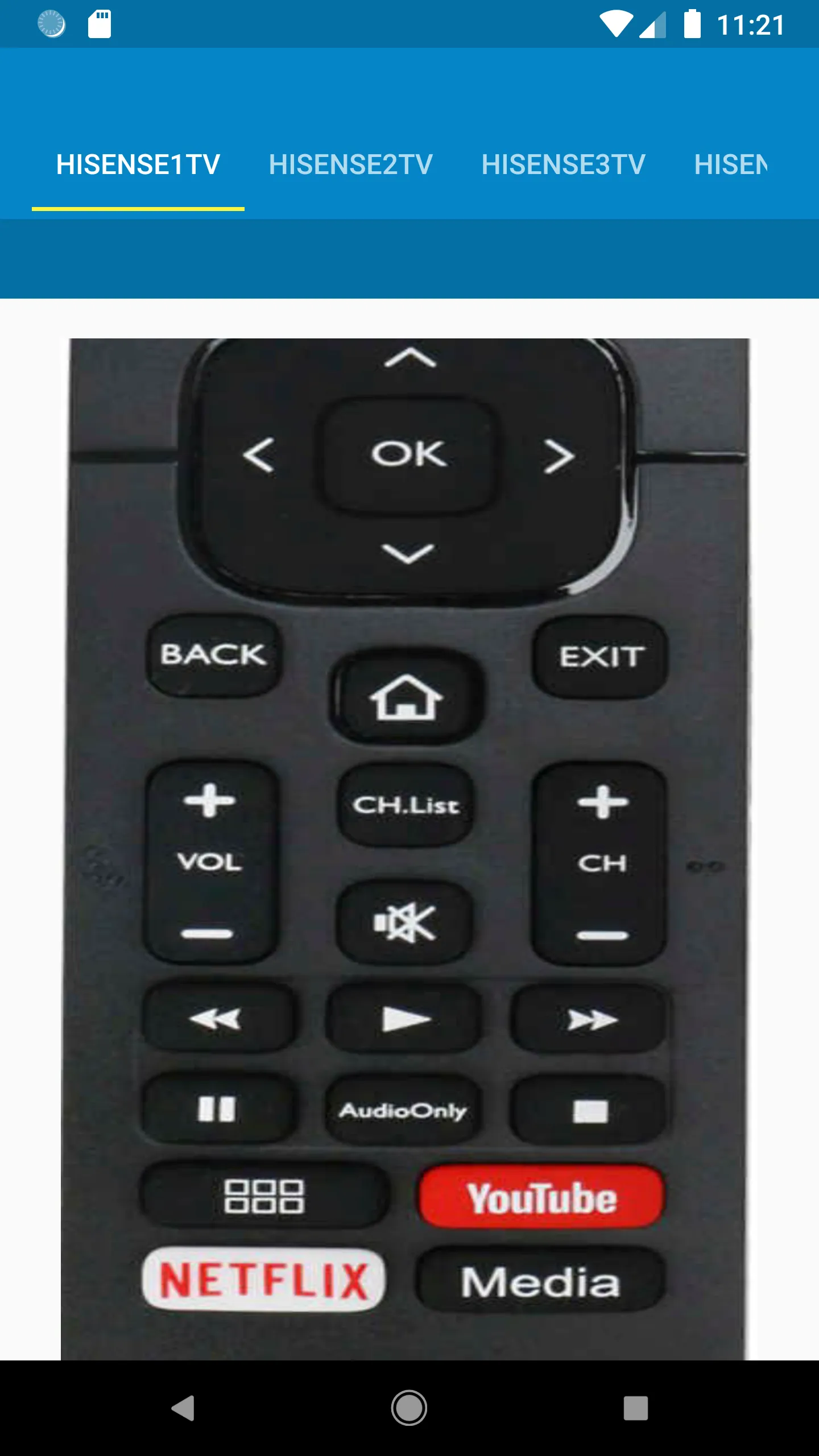 HiSense TV Remote Control | Indus Appstore | Screenshot