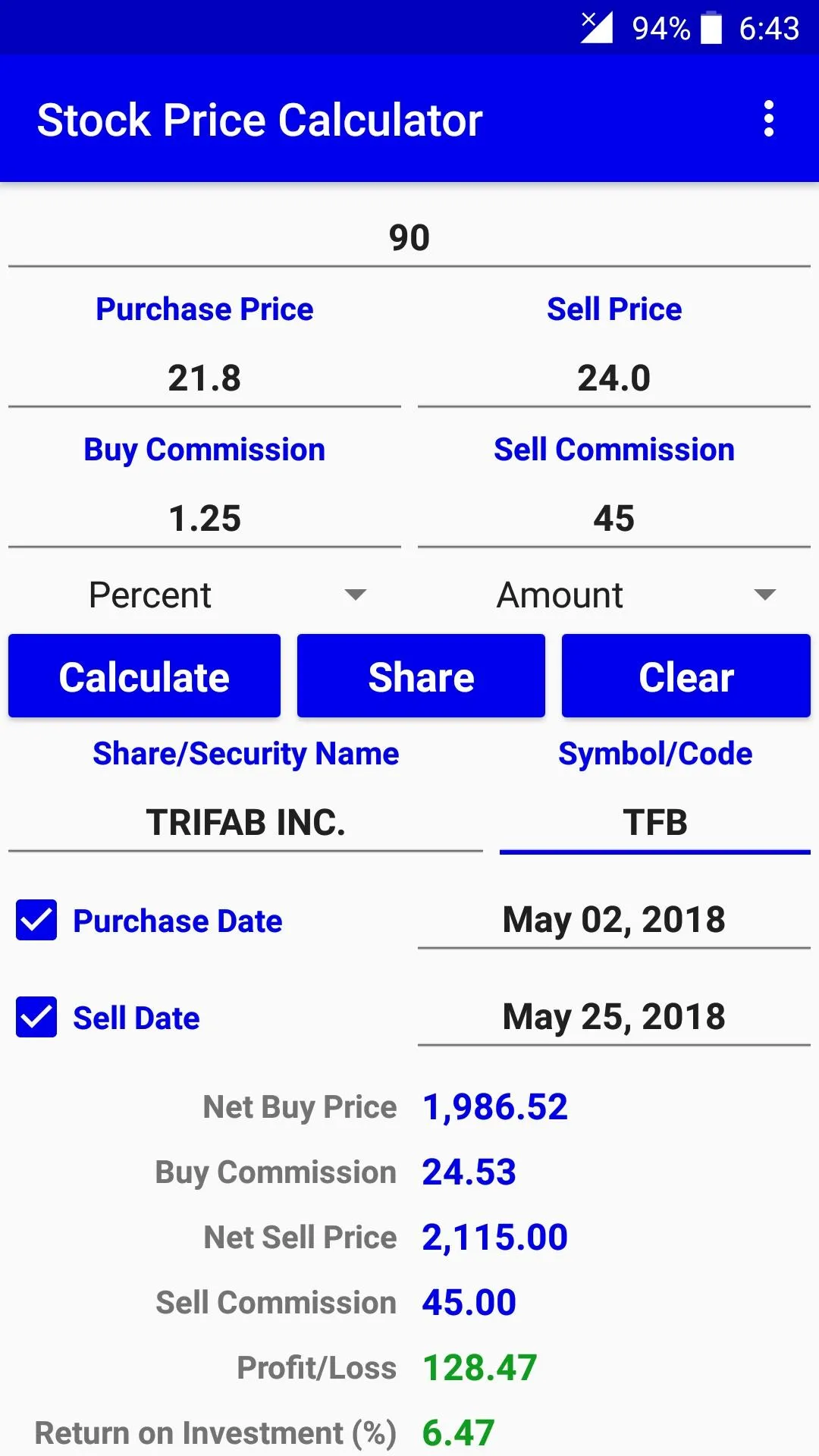 Stock Price Calculator | Indus Appstore | Screenshot