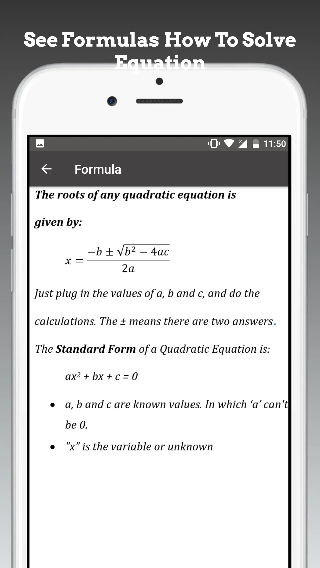 Quadratic Equation Solver | Indus Appstore | Screenshot