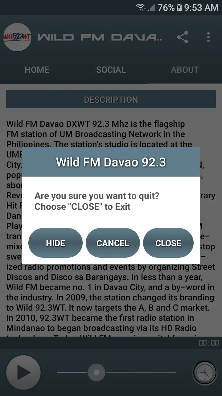 Wild FM Davao 92.3 MHz | Indus Appstore | Screenshot