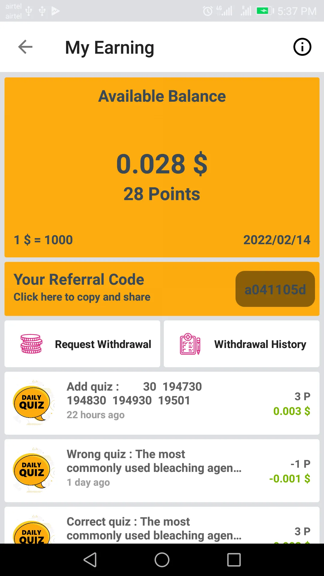 Daily Quiz - Earn Money | Indus Appstore | Screenshot