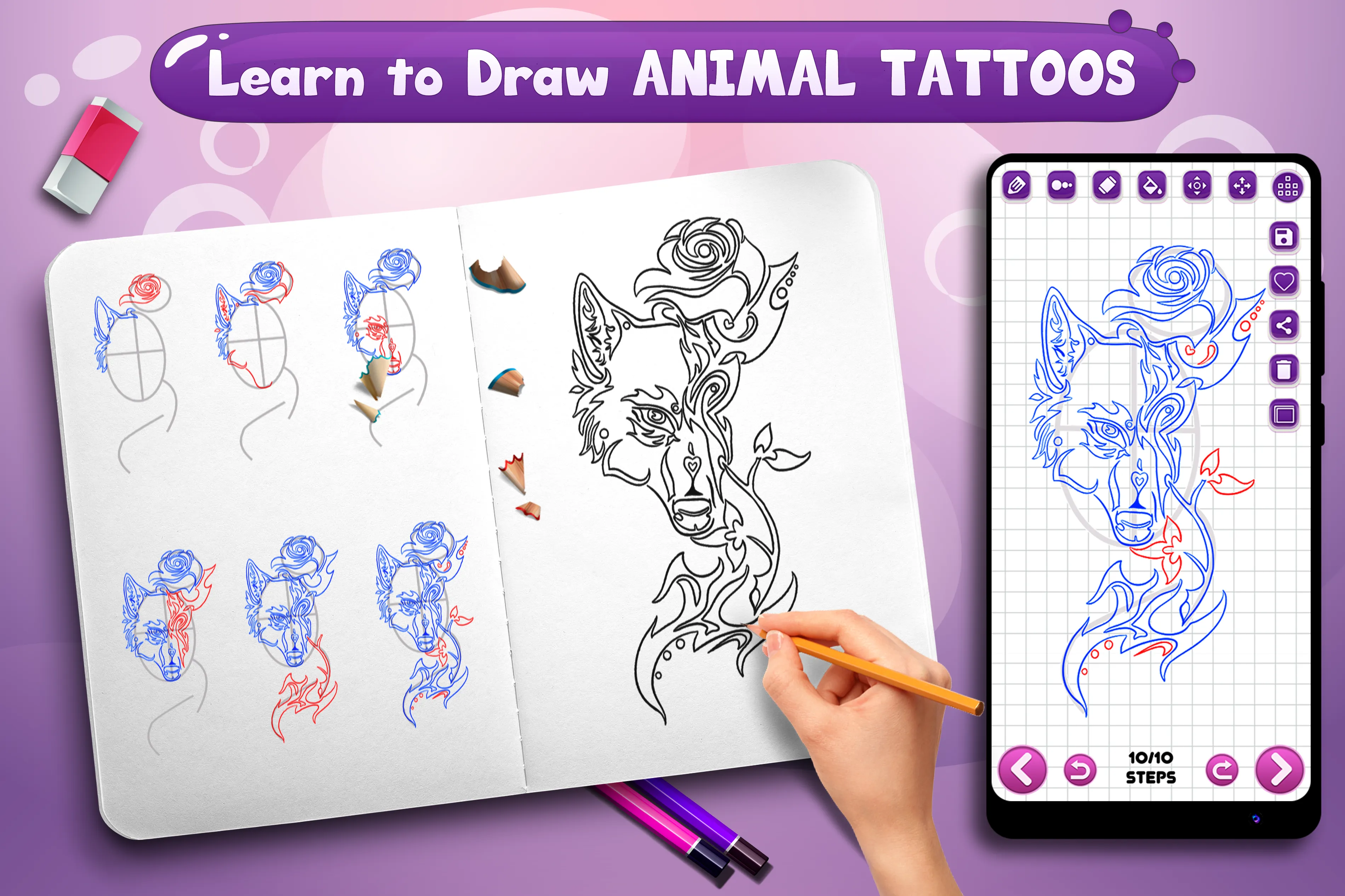 Learn to Draw Animal Tattoos | Indus Appstore | Screenshot