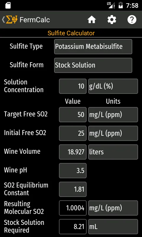 FermCalc Winemaking Calculator | Indus Appstore | Screenshot