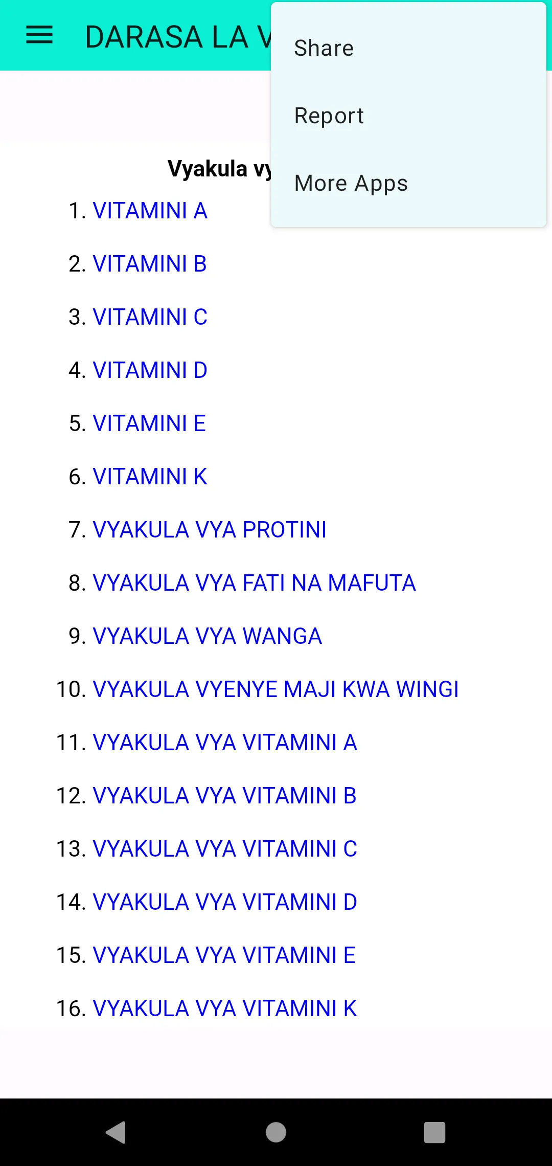 Vyakula vya vitamini | Indus Appstore | Screenshot