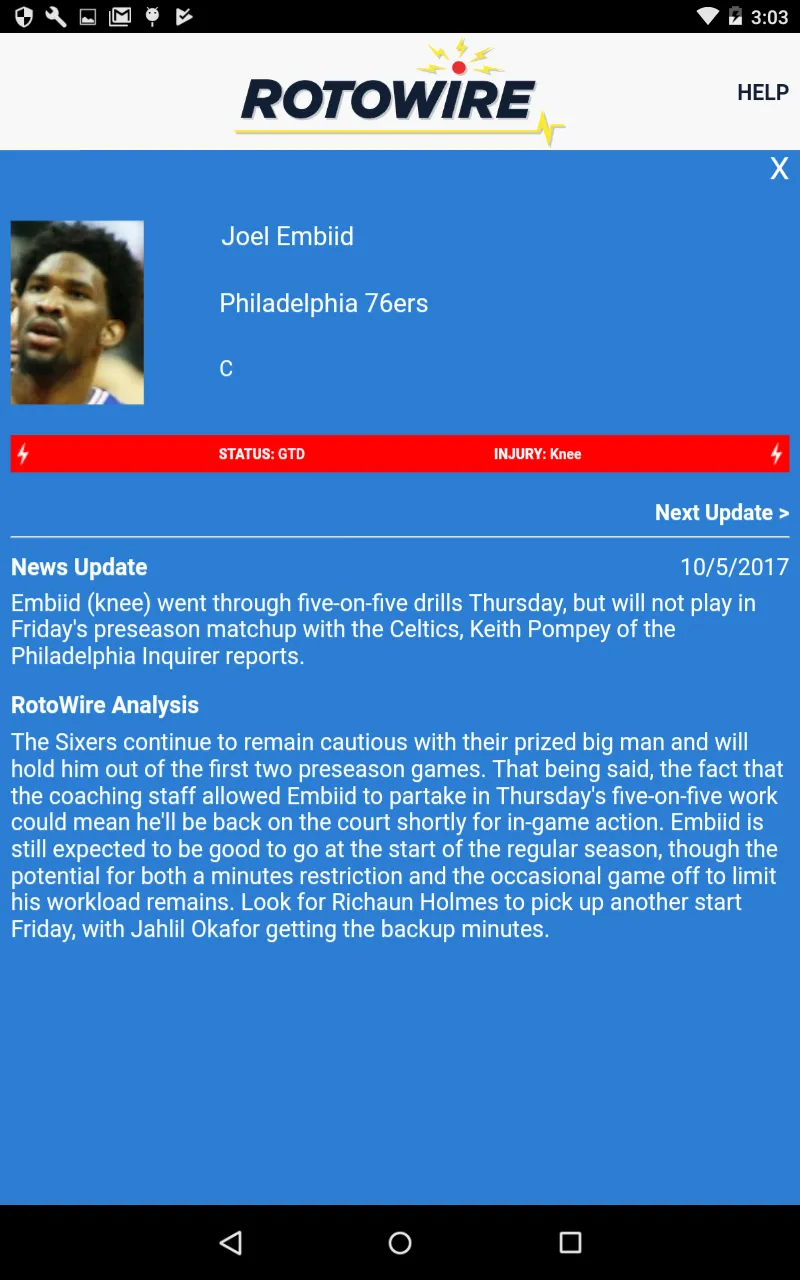 RotoWire News Center | Indus Appstore | Screenshot