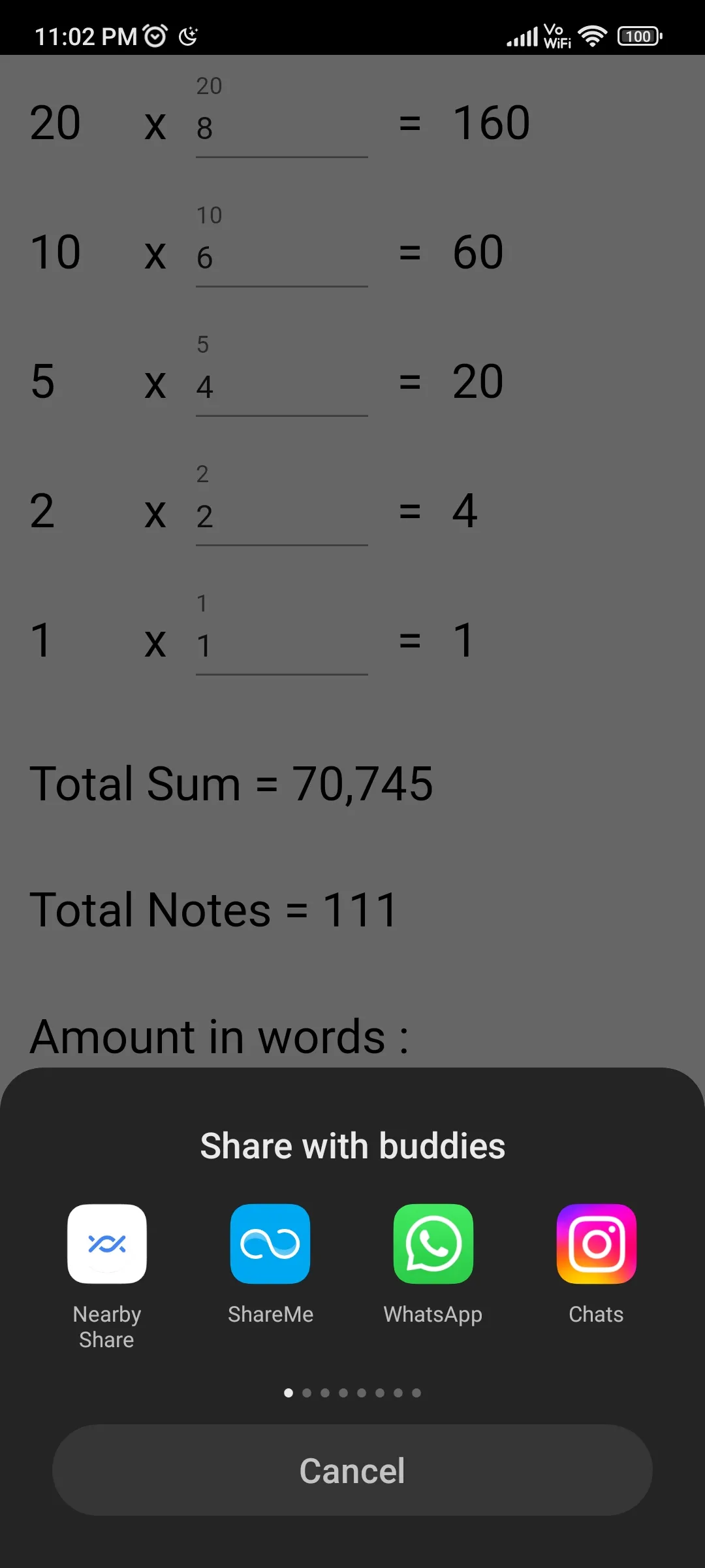 Cash Denomination Calculator | Indus Appstore | Screenshot