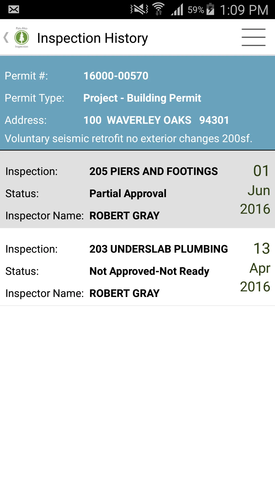 Palo Alto Inspection Request | Indus Appstore | Screenshot