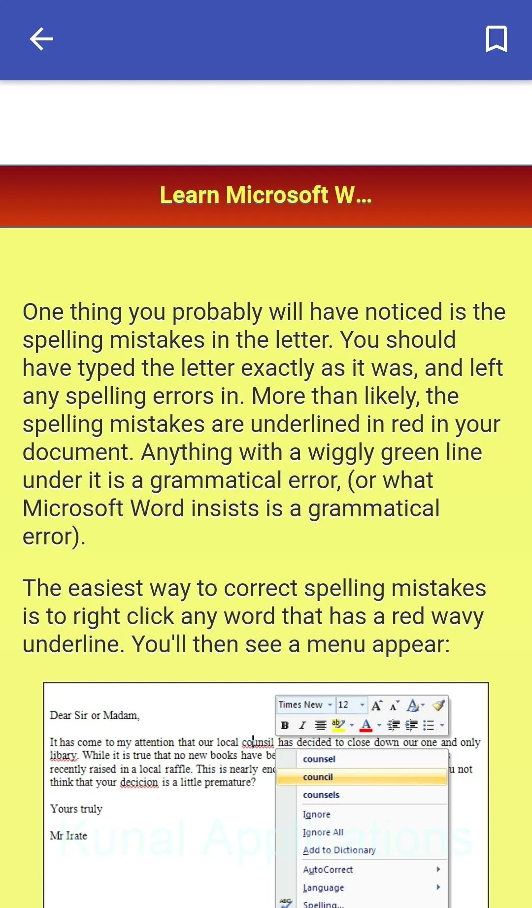 For Word Tutorial | Indus Appstore | Screenshot