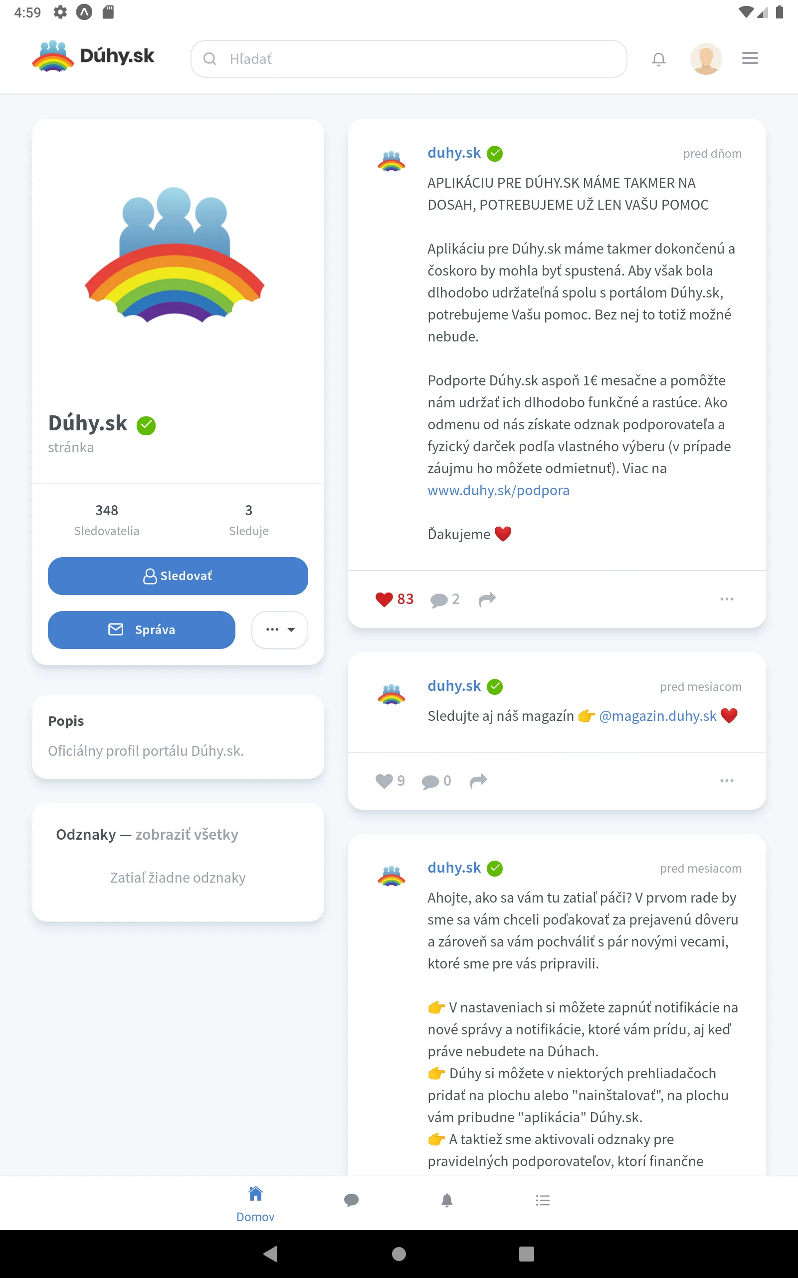 Dúhy.sk - LGBT+ sociálna sieť | Indus Appstore | Screenshot