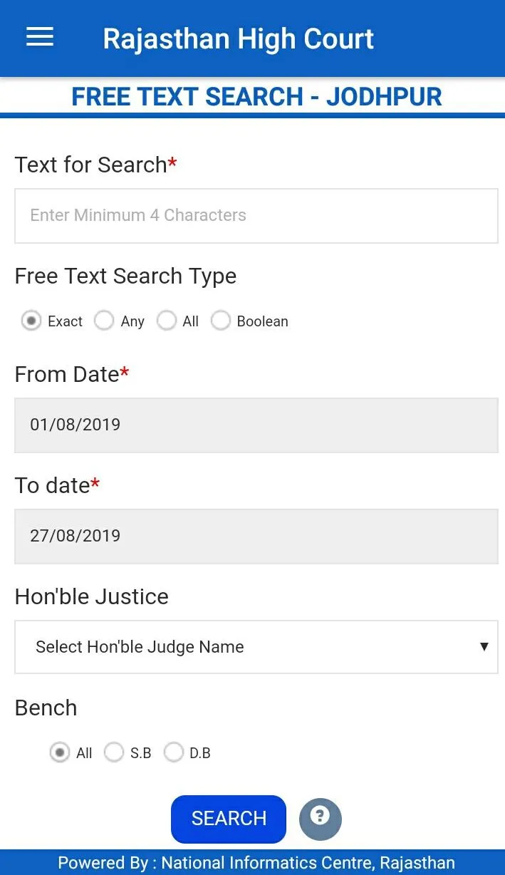 Rajasthan High Court eServices | Indus Appstore | Screenshot