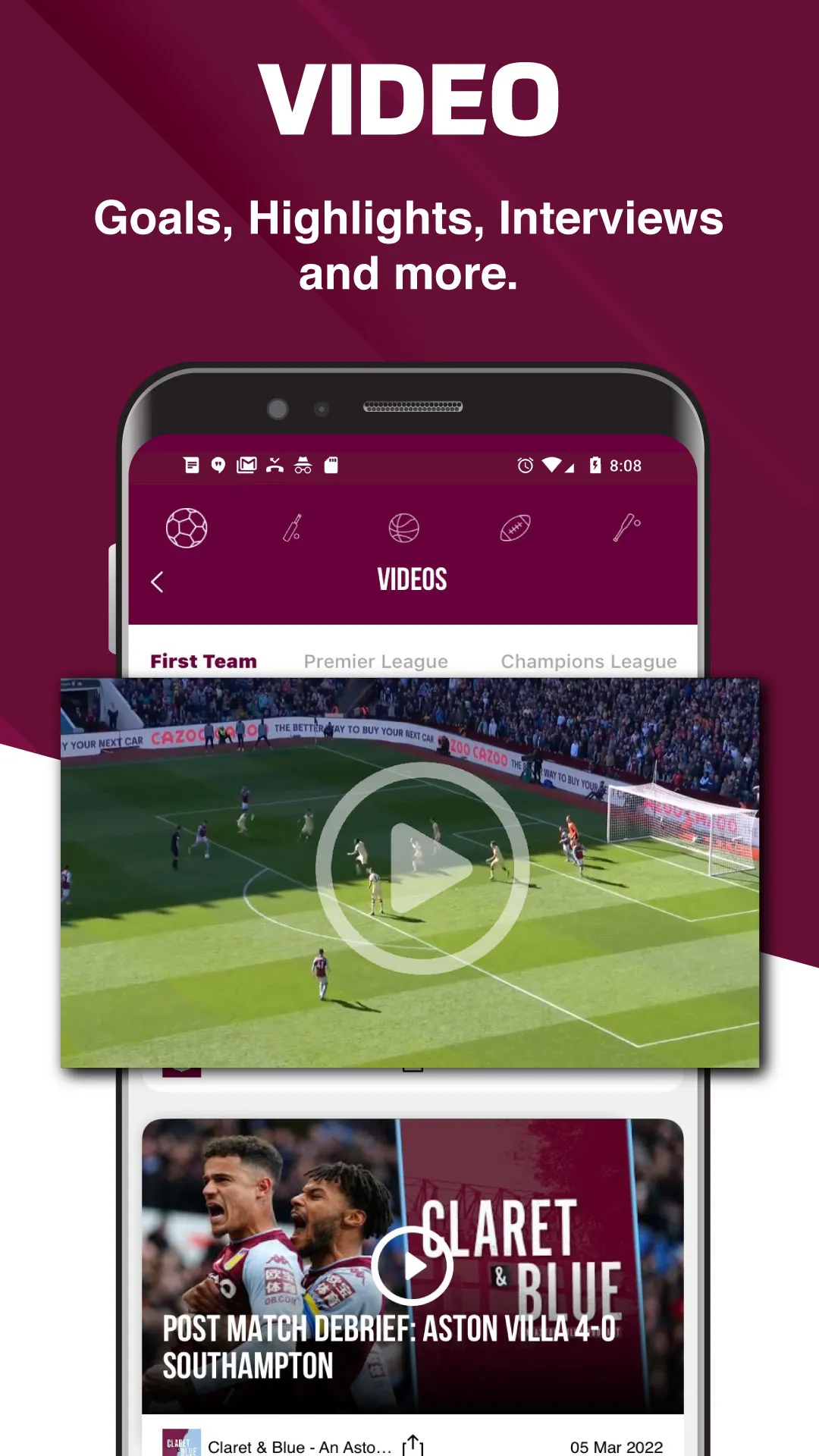 Villa Till I Die - Live Scores | Indus Appstore | Screenshot